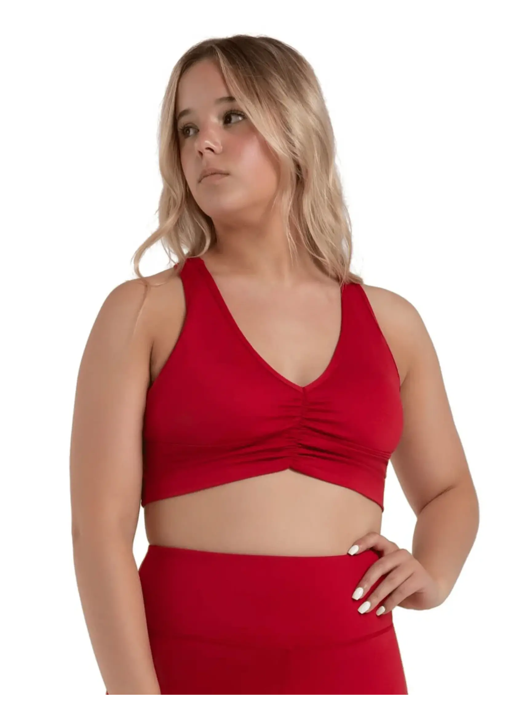 CAPEZIO & BUNHEADS ASE2003W RACERBACK PINCHED V FRONT BRA TOP
