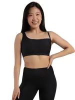 CAPEZIO & BUNHEADS A12264W CURVED RHYTHM SHIMMER NIKI ASYMMETRICAL NECKLINE CROPPED BRA TOP