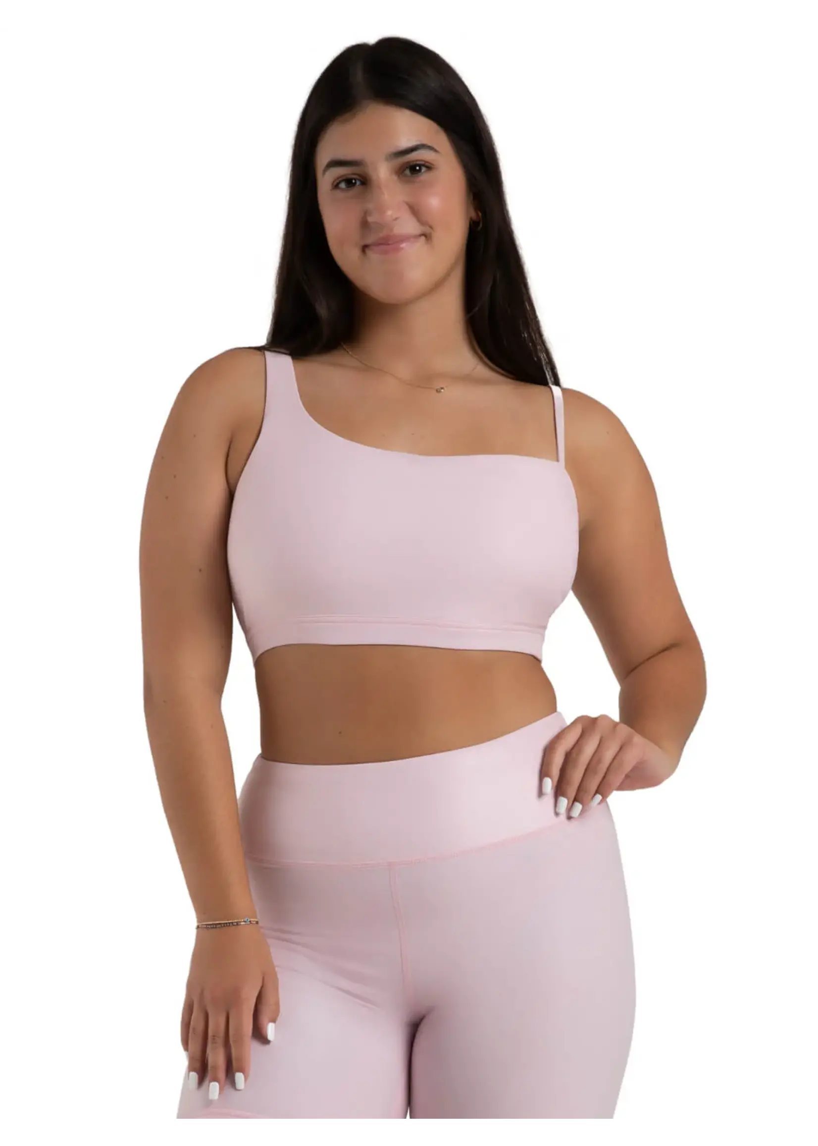 CAPEZIO & BUNHEADS A12264W CURVED RHYTHM SHIMMER NIKI ASYMMETRICAL NECKLINE CROPPED BRA TOP