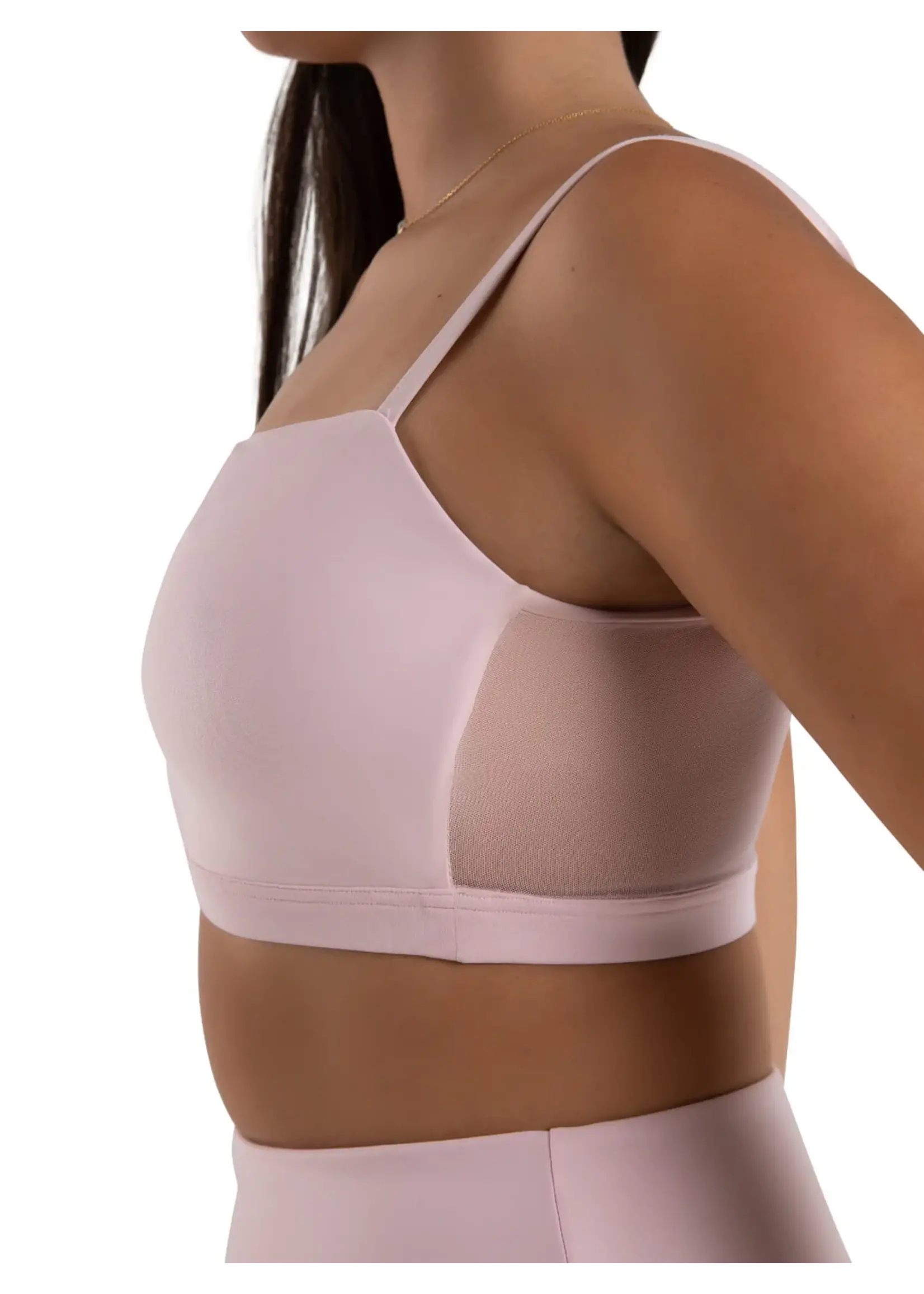 CAPEZIO & BUNHEADS A12264W CURVED RHYTHM SHIMMER NIKI ASYMMETRICAL NECKLINE CROPPED BRA TOP