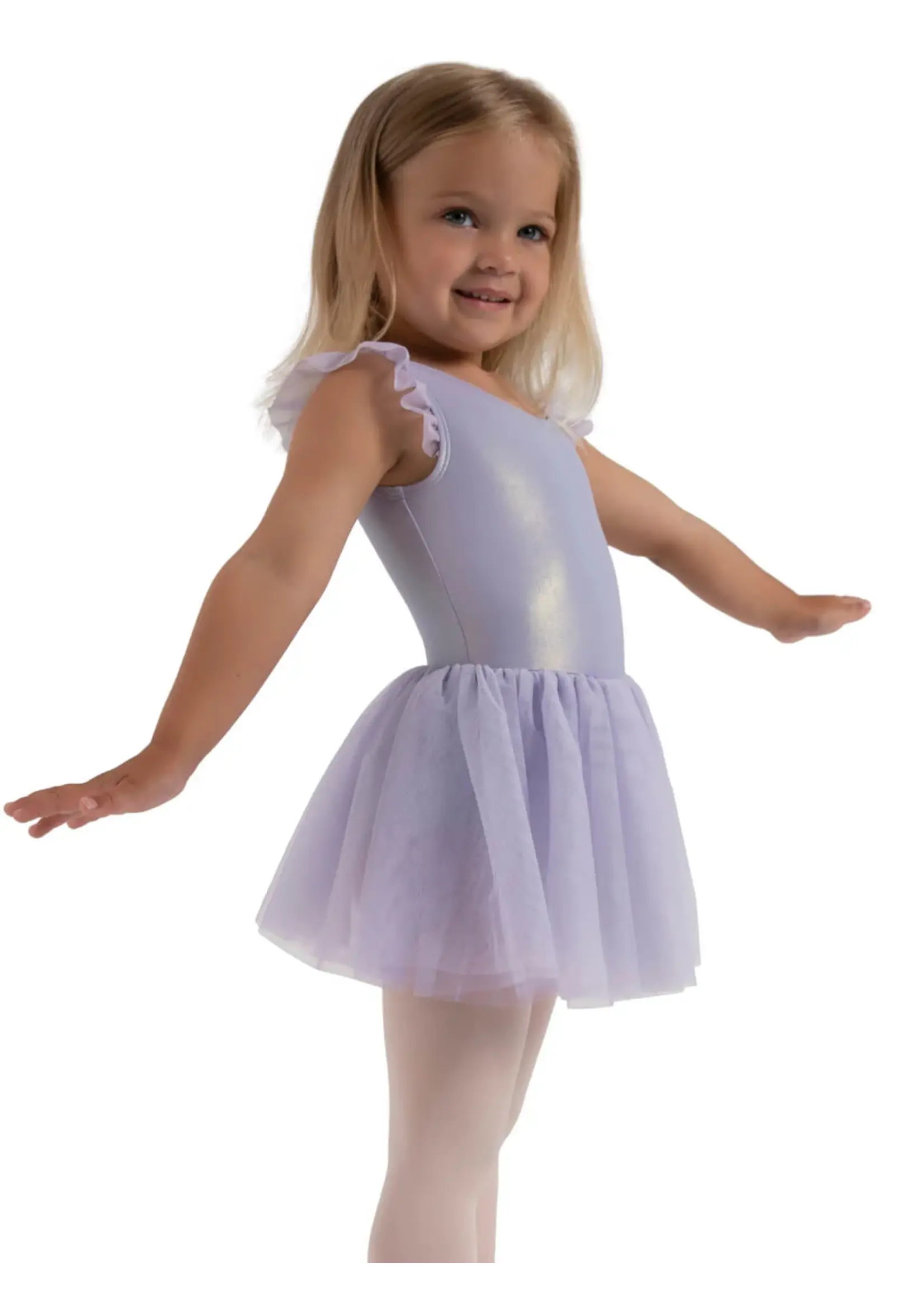CAPEZIO & BUNHEADS A12283C WANDERLUST VOYAGE SHIMMER MESH FLUTTER SLEEVE TANK TUTU DRESS