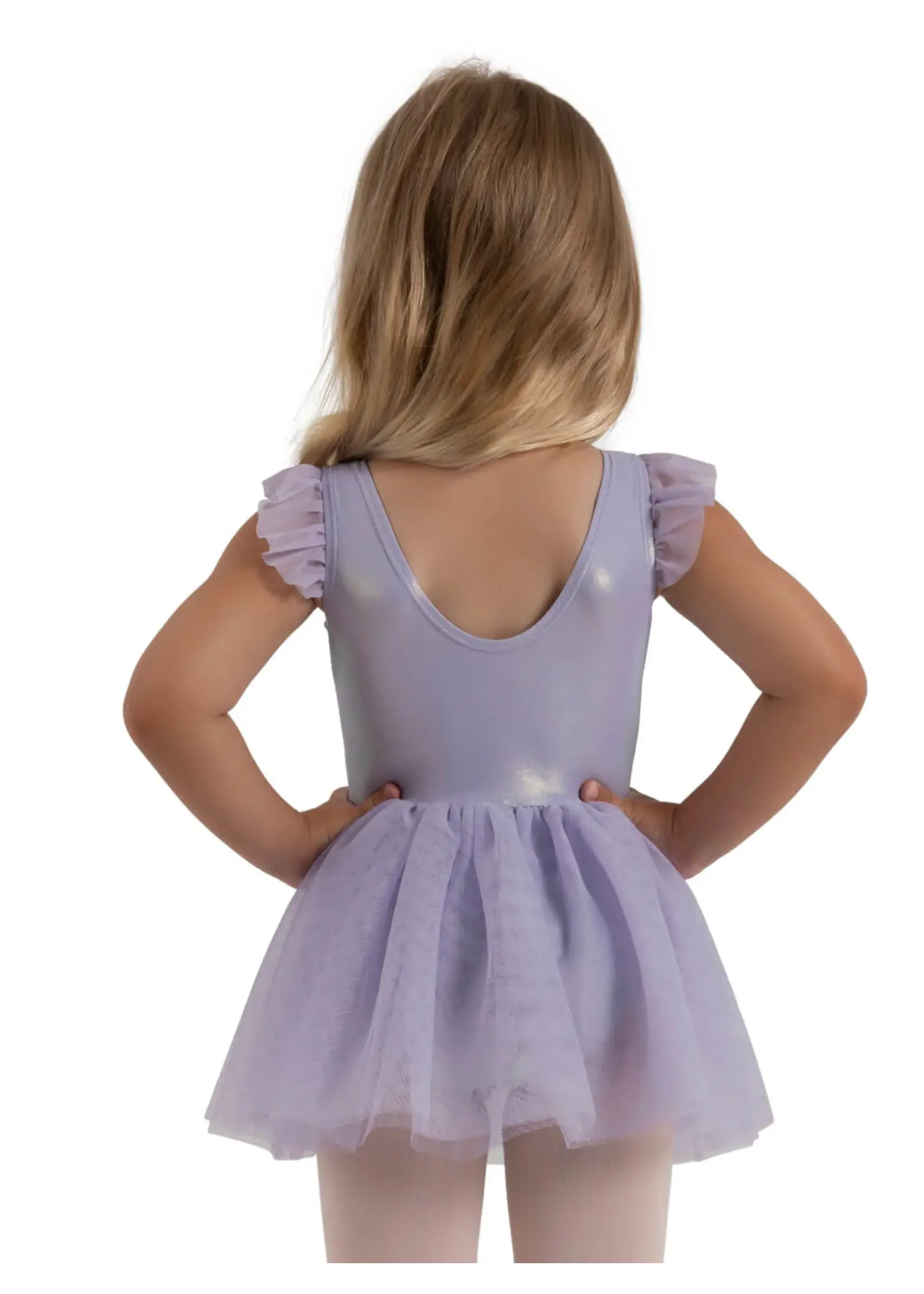 CAPEZIO & BUNHEADS A12283C WANDERLUST VOYAGE SHIMMER MESH FLUTTER SLEEVE TANK TUTU DRESS