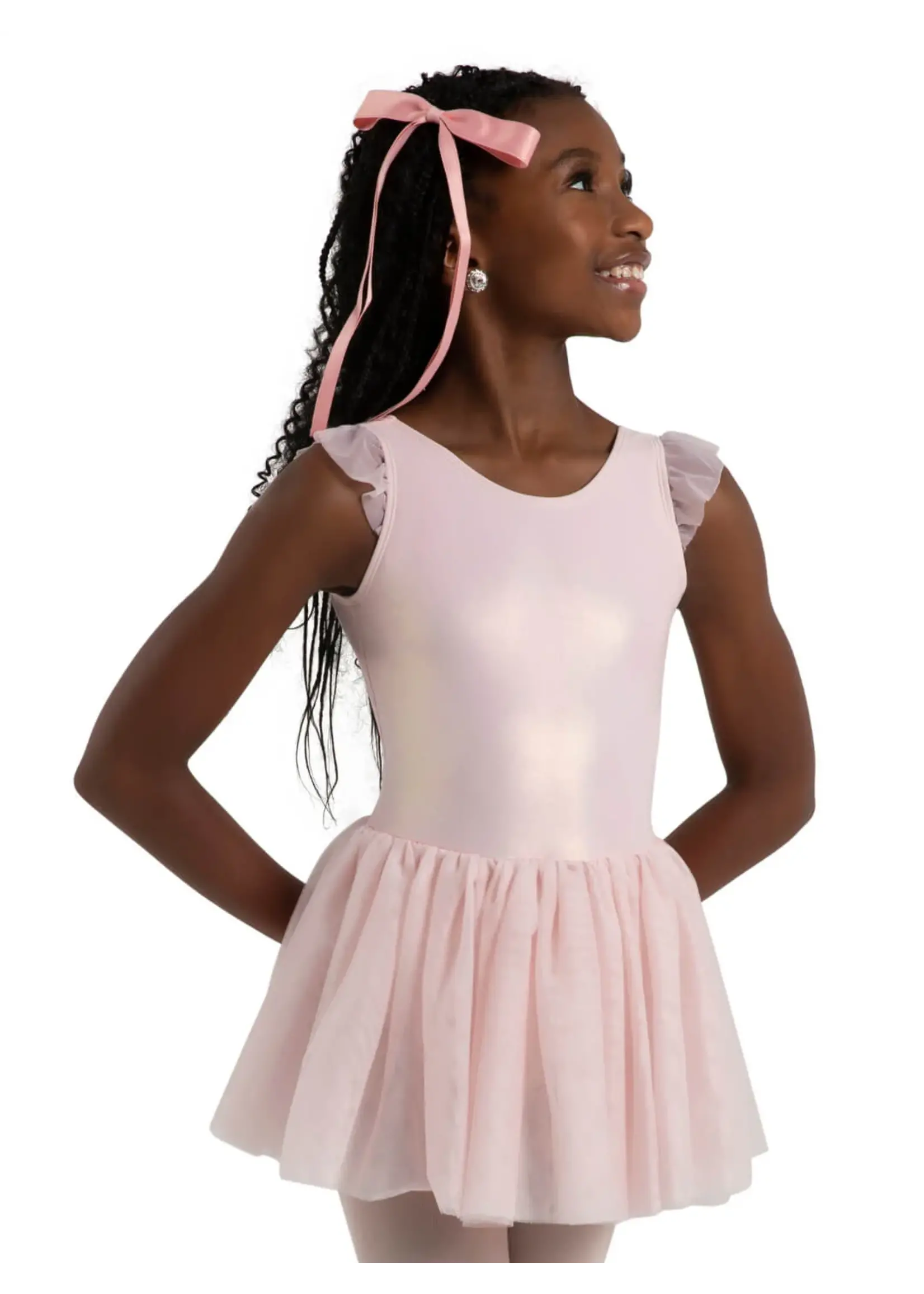 CAPEZIO & BUNHEADS A12283C WANDERLUST VOYAGE SHIMMER MESH FLUTTER SLEEVE TANK TUTU DRESS