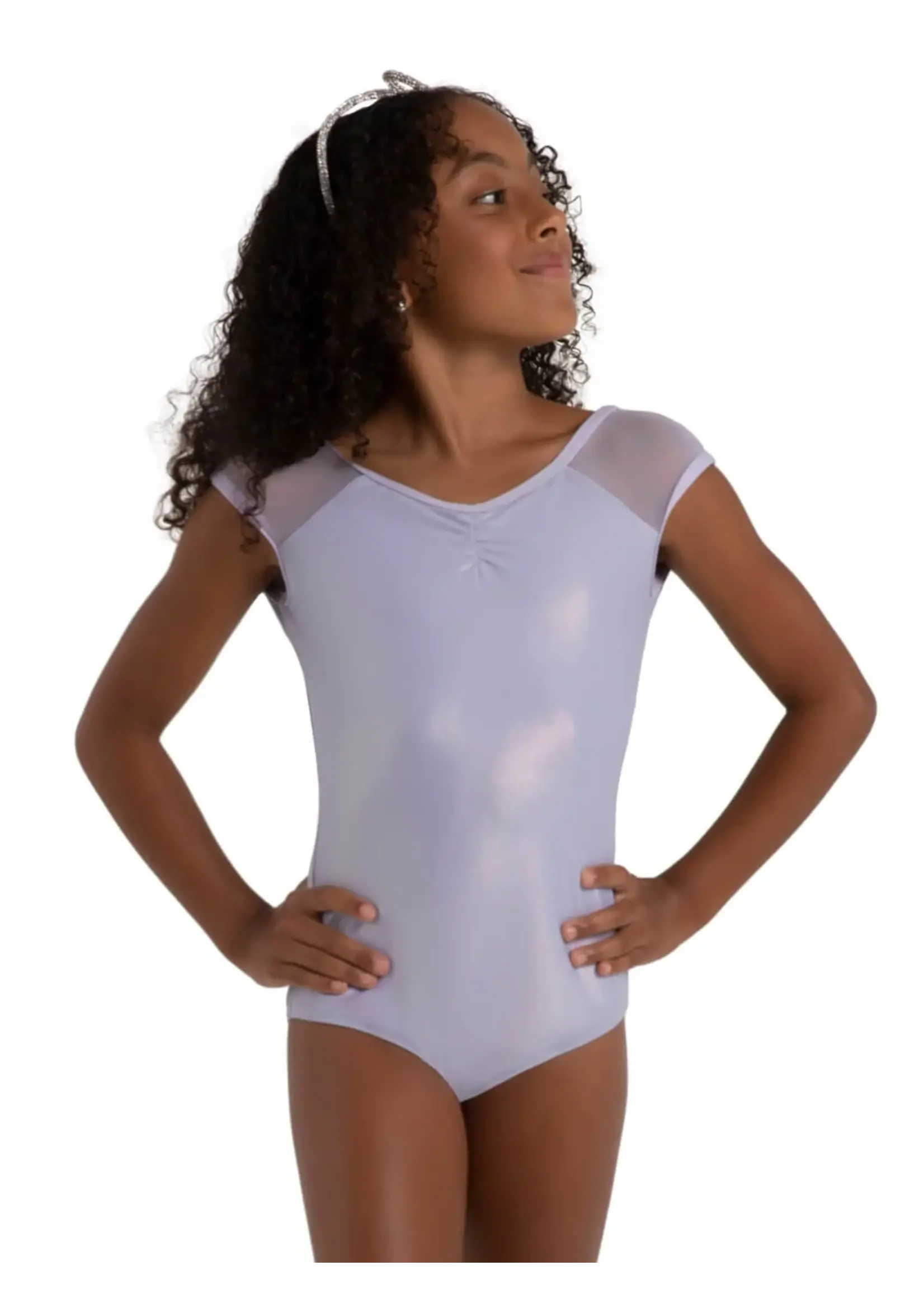 CAPEZIO & BUNHEADS A12281C WANDERLUST VALENTINA PINCH FRONT FOIL FINISH RAGLAN CAP SLEEVE LEOTARD