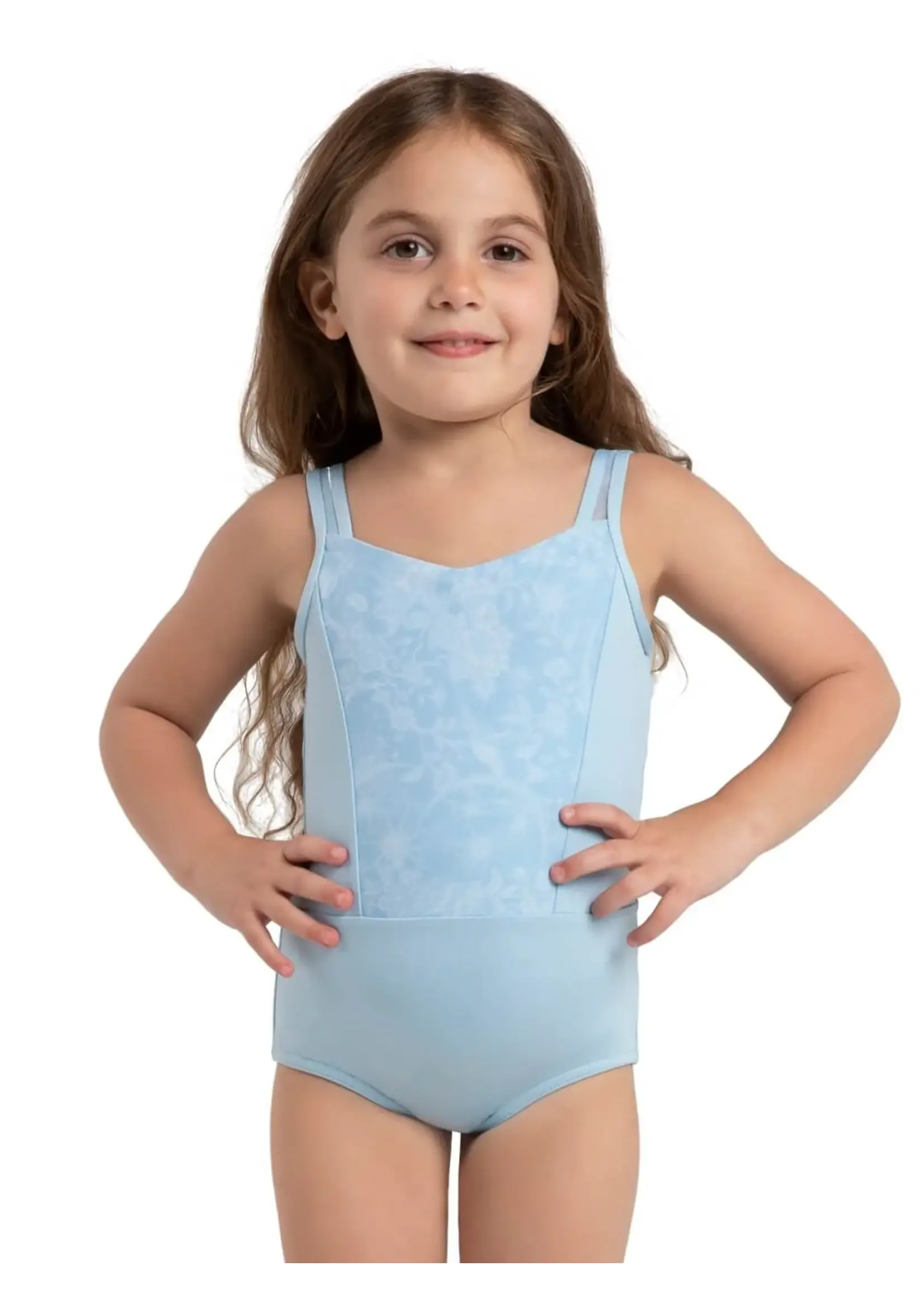 CAPEZIO & BUNHEADS A12292C JEWEL GARDIN LAPIS BROCADE MESH PANEL PRINCESS SEAM TANK LEOTARD
