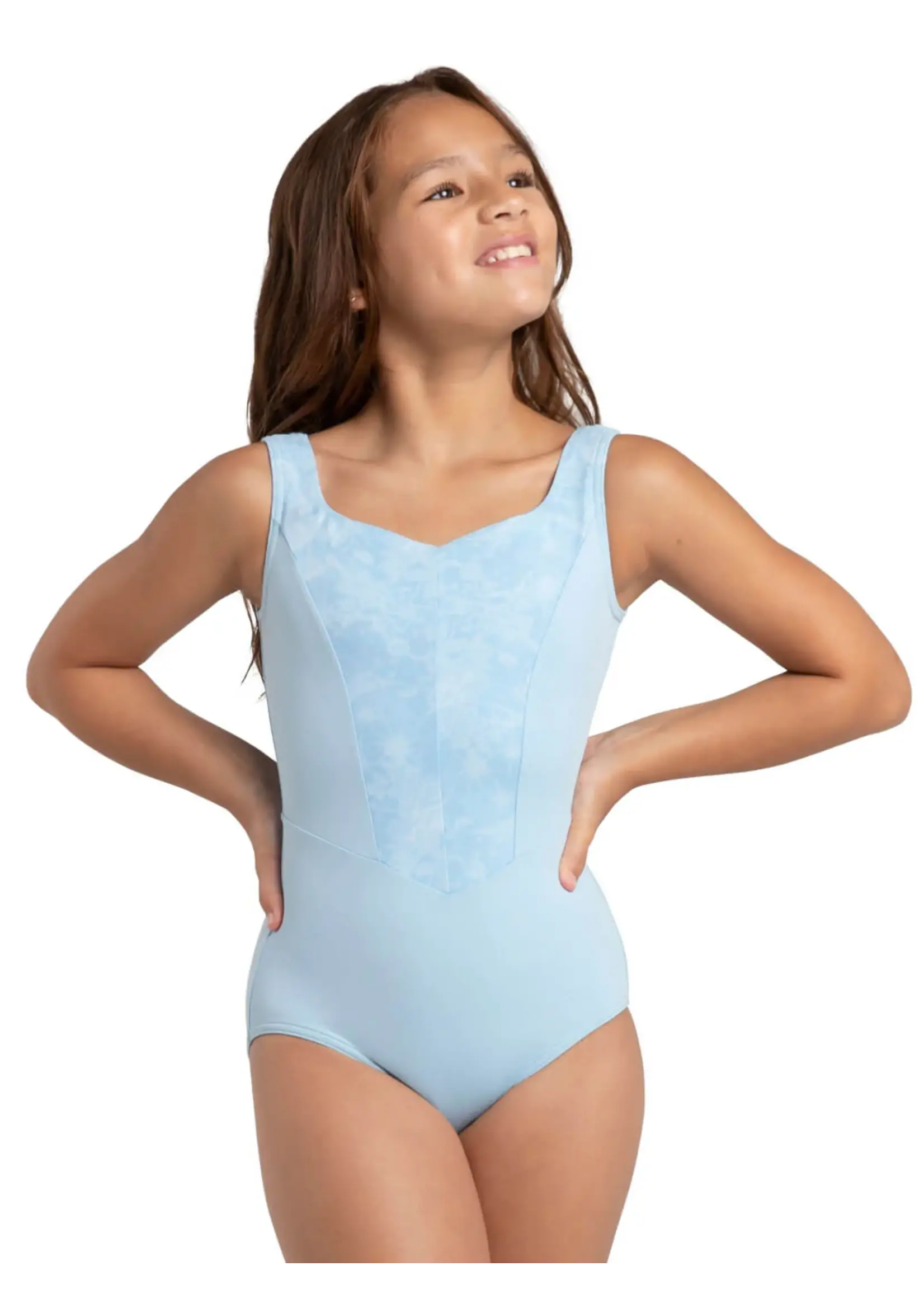 CAPEZIO & BUNHEADS A12287C JEWEL GARDIN SAPPHIRE MESH BROCADE BODICE PRINCESS SEAM TANK LEOTARD