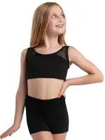 CAPEZIO & BUNHEADS A12293C JEWEL GARDEN TOPAZ BROCADE MESH CROSSOVER BACK TANK BRA TOP