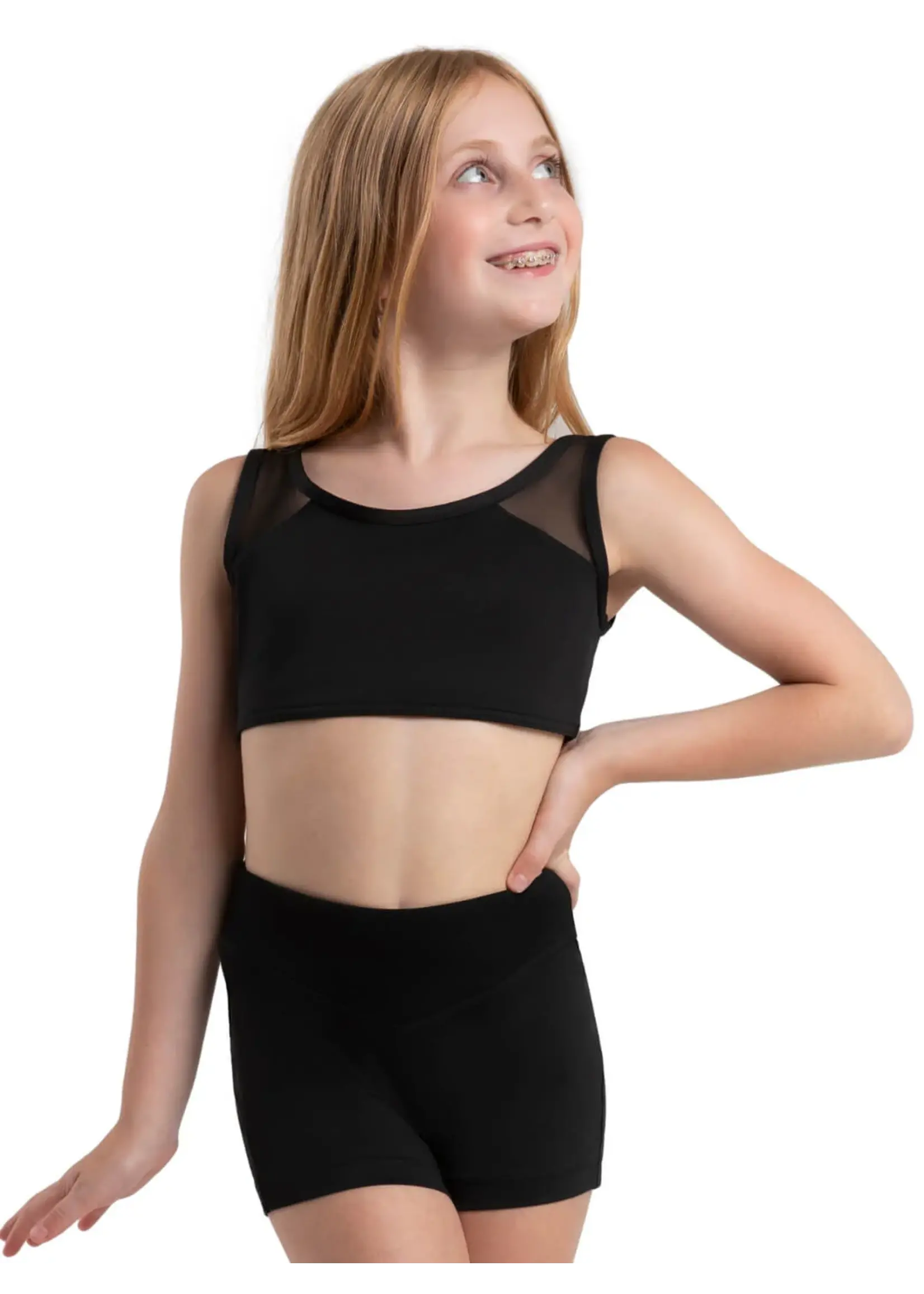 CAPEZIO & BUNHEADS A12293C JEWEL GARDEN TOPAZ BROCADE MESH CROSSOVER BACK TANK BRA TOP