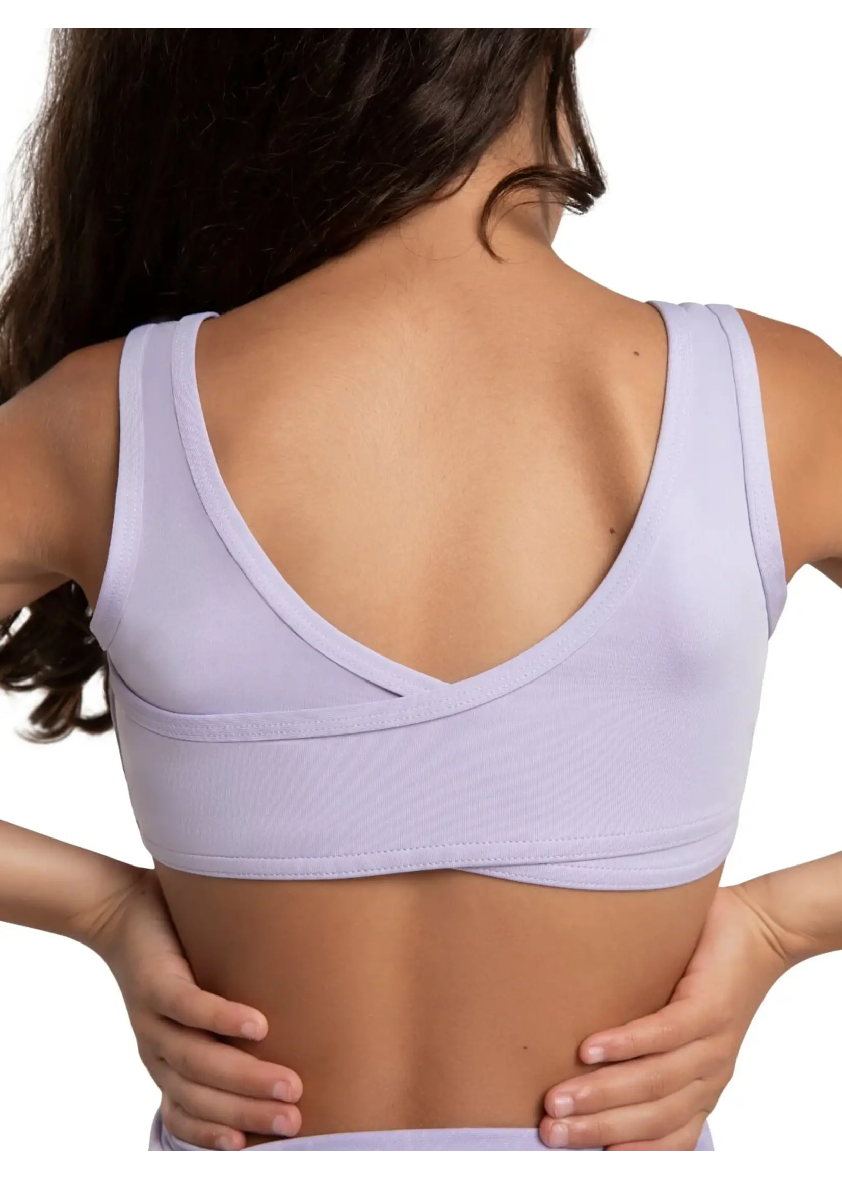 CAPEZIO & BUNHEADS A12293C JEWEL GARDEN TOPAZ BROCADE MESH CROSSOVER BACK TANK BRA TOP