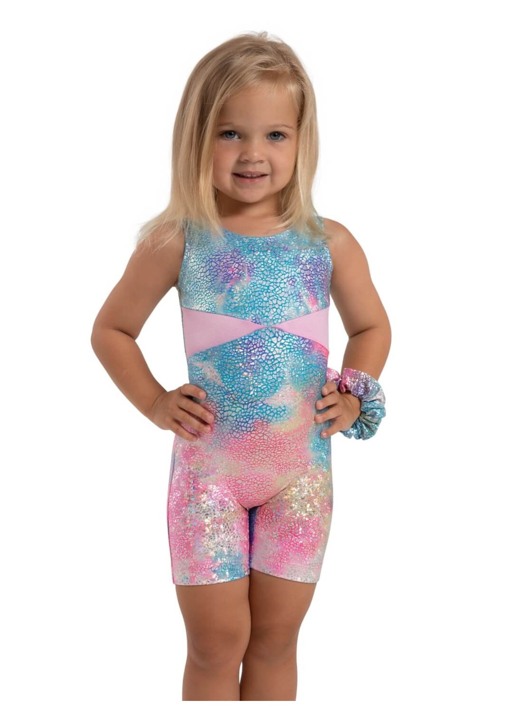 CAPEZIO & BUNHEADS A12303C STARDUST FOIL TIE-DYE SCOOP FRONT TANK BIKETARD