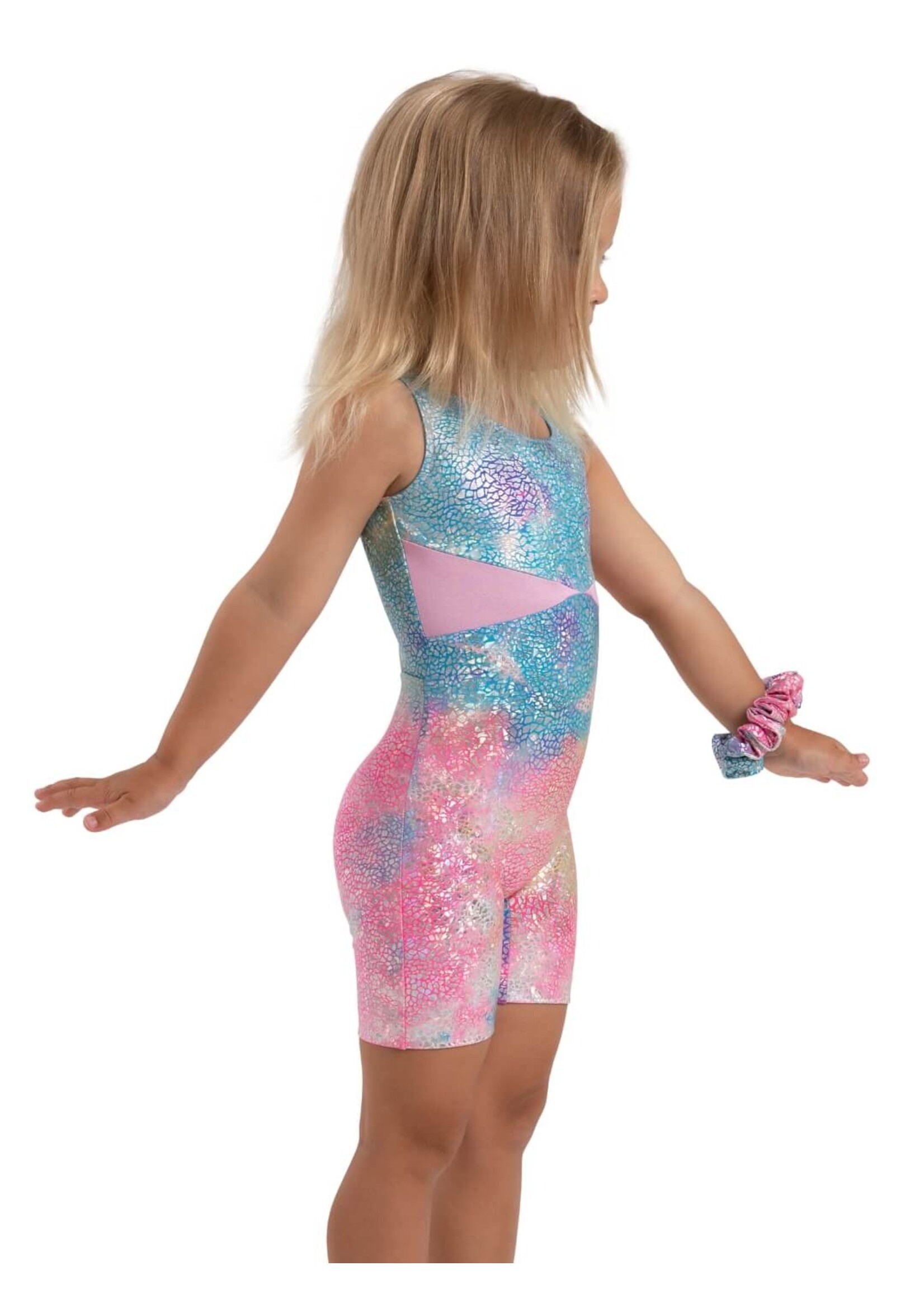 CAPEZIO & BUNHEADS A12303C STARDUST FOIL TIE-DYE SCOOP FRONT TANK BIKETARD