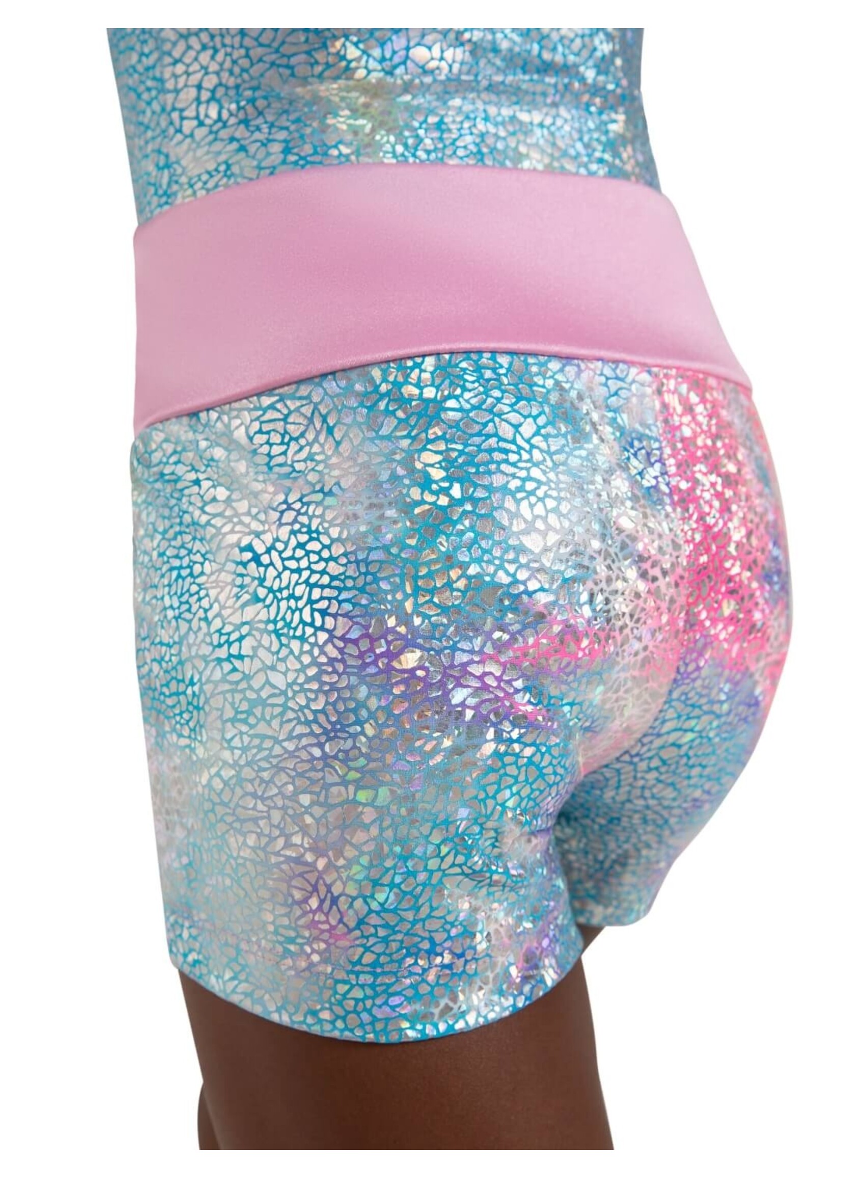 CAPEZIO & BUNHEADS A12306C SHIMMER FOIL TIE-DYE WIDE WAISTBAND SHORT