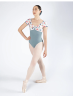 ENERGETIKS IAL167TR1 ALEXANDRA FLORAL BODICE V FRONT & BACK CAP SLEEVE LEOTARD