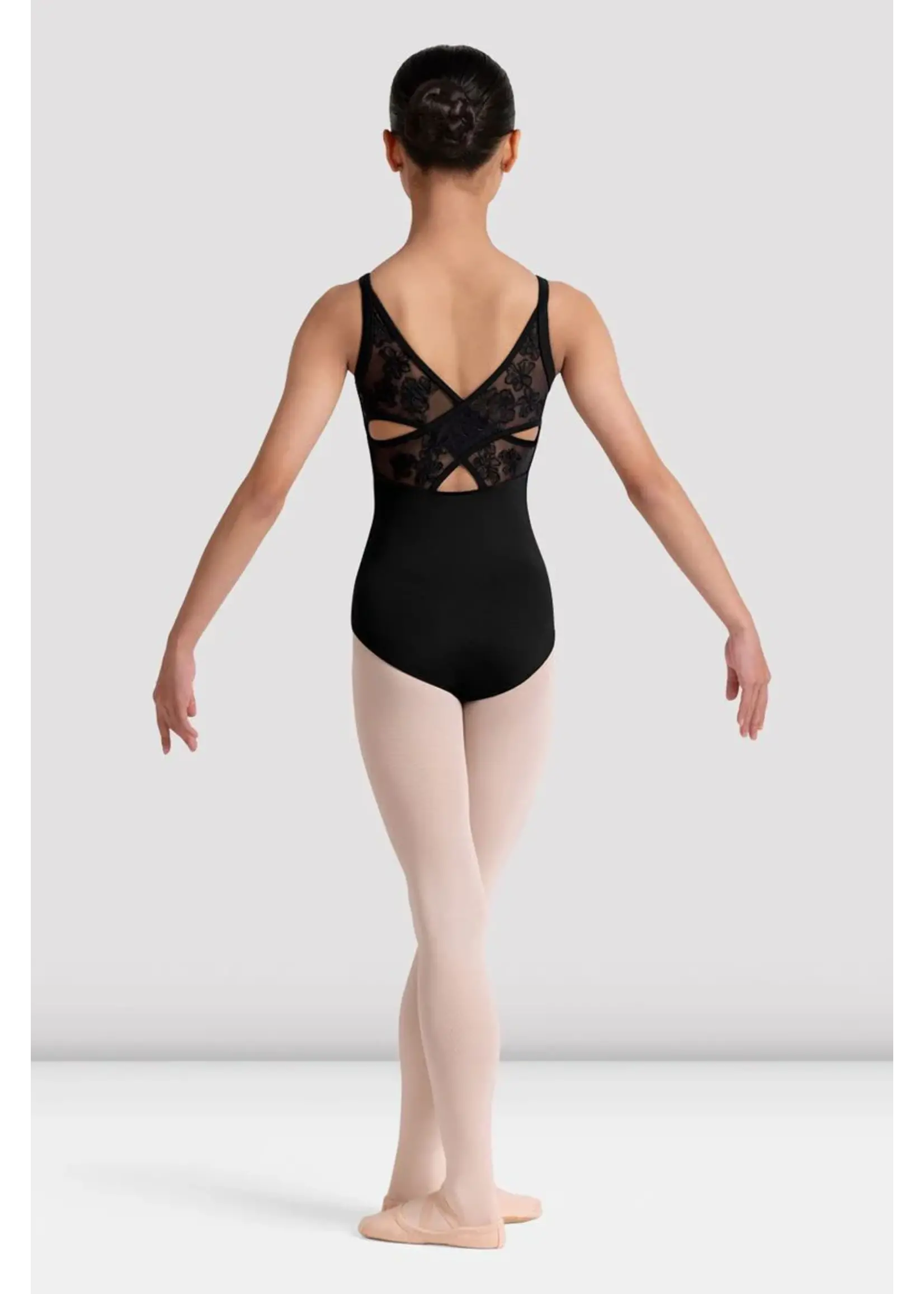 BLOCH & MIRELLA CL70004 JAZZ SWEETHEART FRONT EMBROIDERED CROSS OVER BACK CAMISOLE LEOTARD