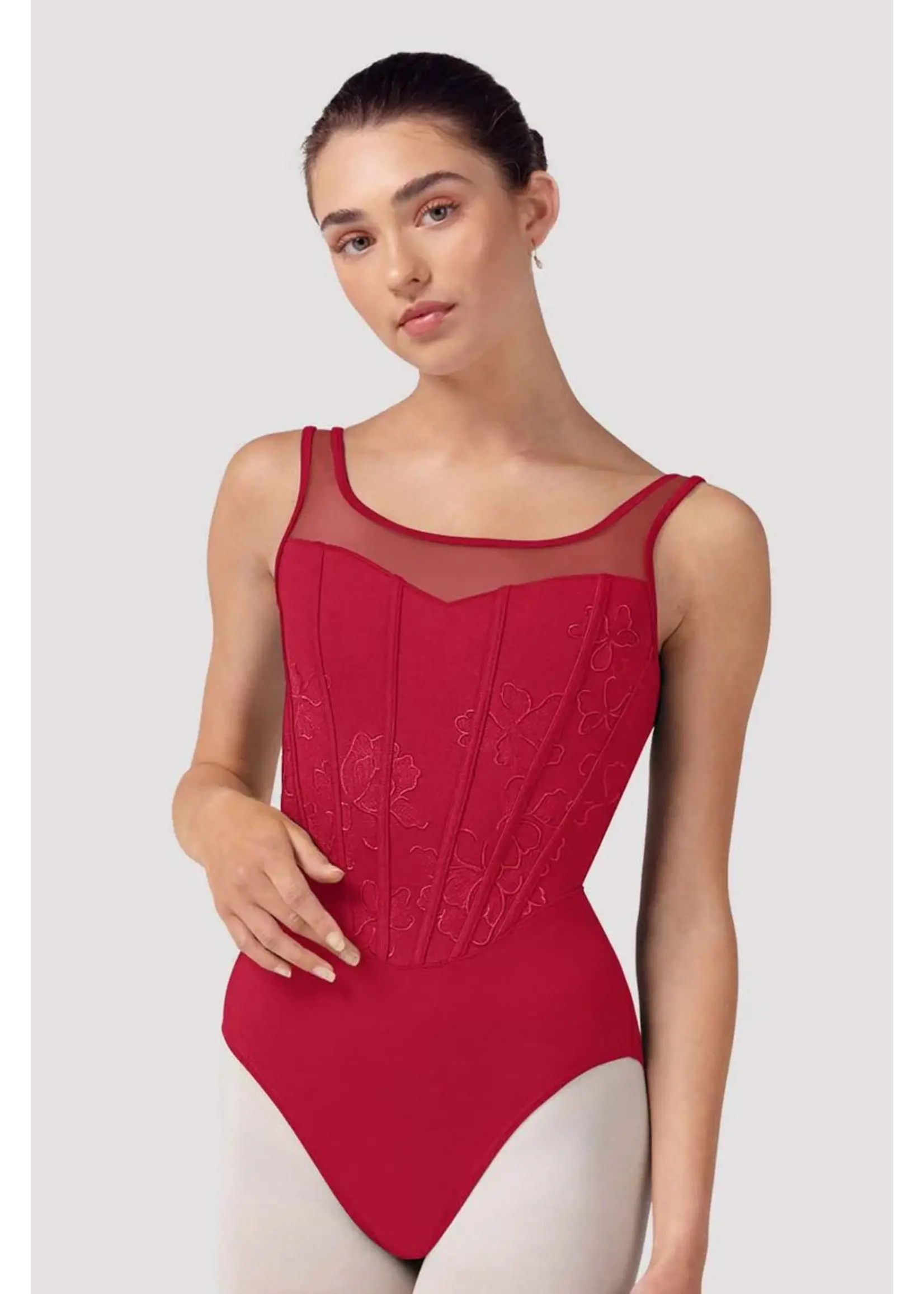 BLOCH & MIRELLA L50002 ISABELLA EMBROIDERED CORSET TANK LEOTARD