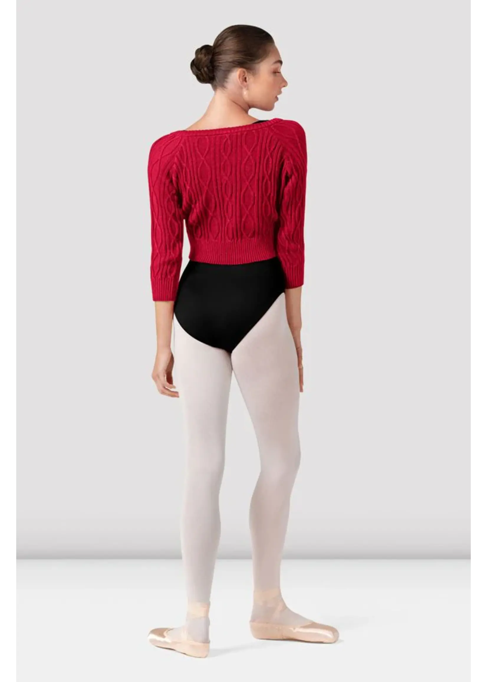 BLOCH & MIRELLA Z30013 BIANCA V NECK RAGLAN CROPPED SLEEVED KNIT TOP