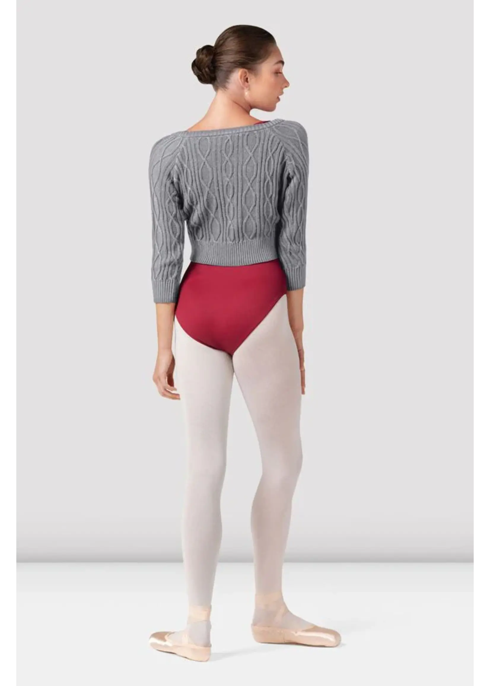 BLOCH & MIRELLA Z30013 BIANCA V NECK RAGLAN CROPPED SLEEVED KNIT TOP