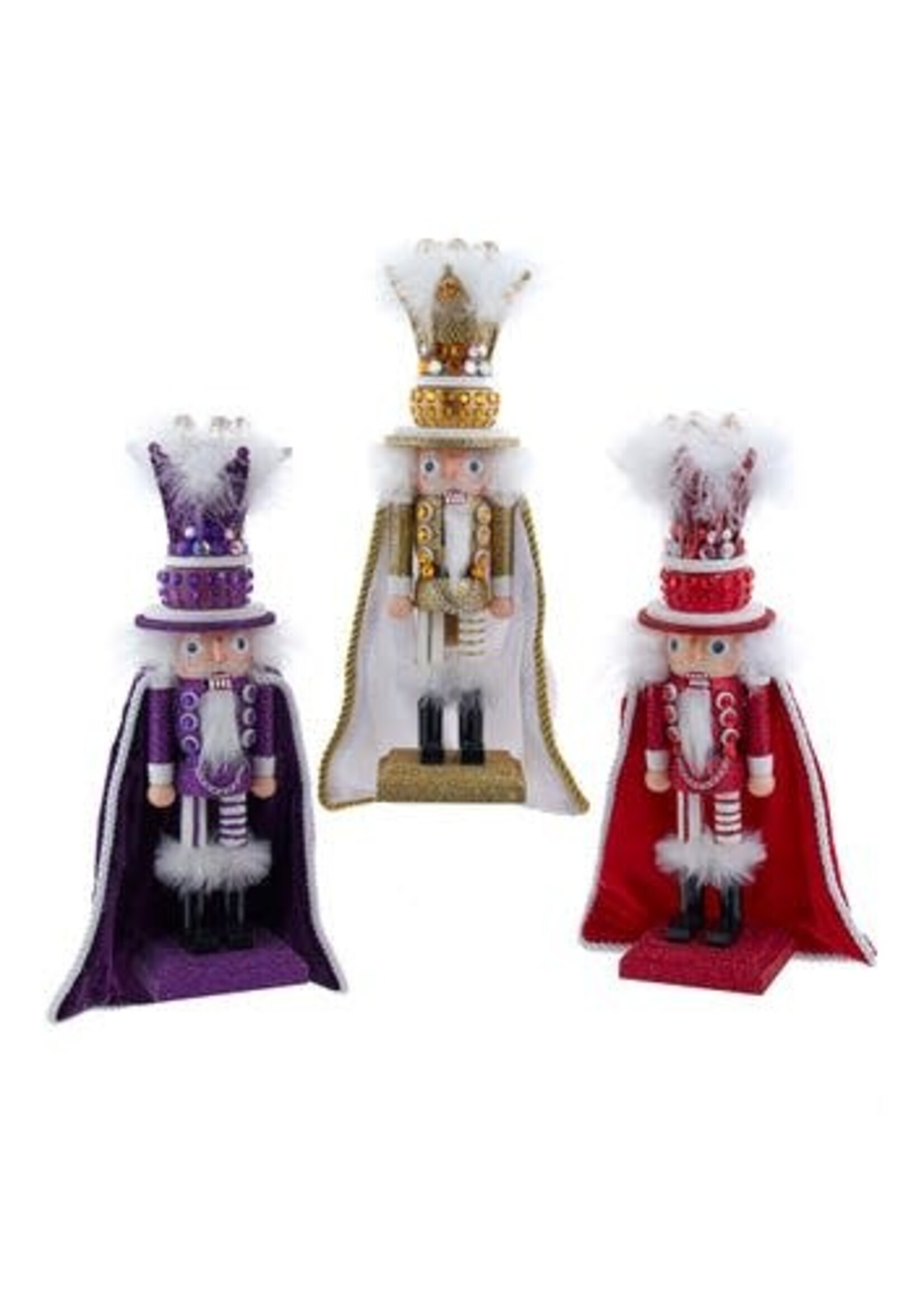 KURT S. ADLER HA0769 PURPLE, RED AND GOLD SPARKLE KINGS 13" NUTCRACKER WITH VELVET CAPE