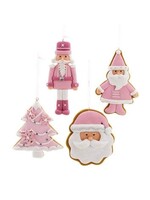 KURT S. ADLER T2876 PINK FROSTED COOKIE 4.5" ORNAMENTS