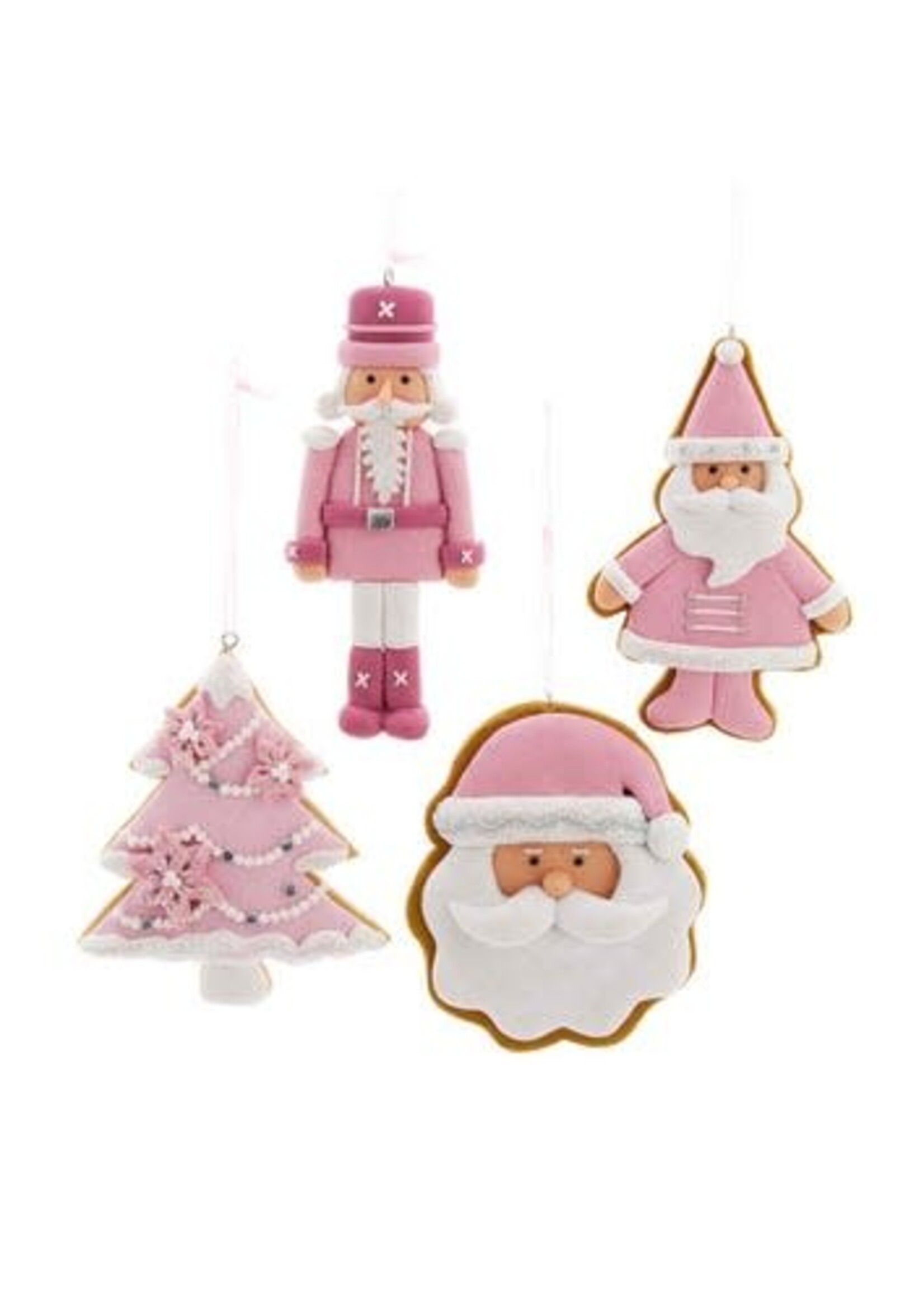KURT S. ADLER T2876 PINK FROSTED COOKIE 4.5" ORNAMENTS
