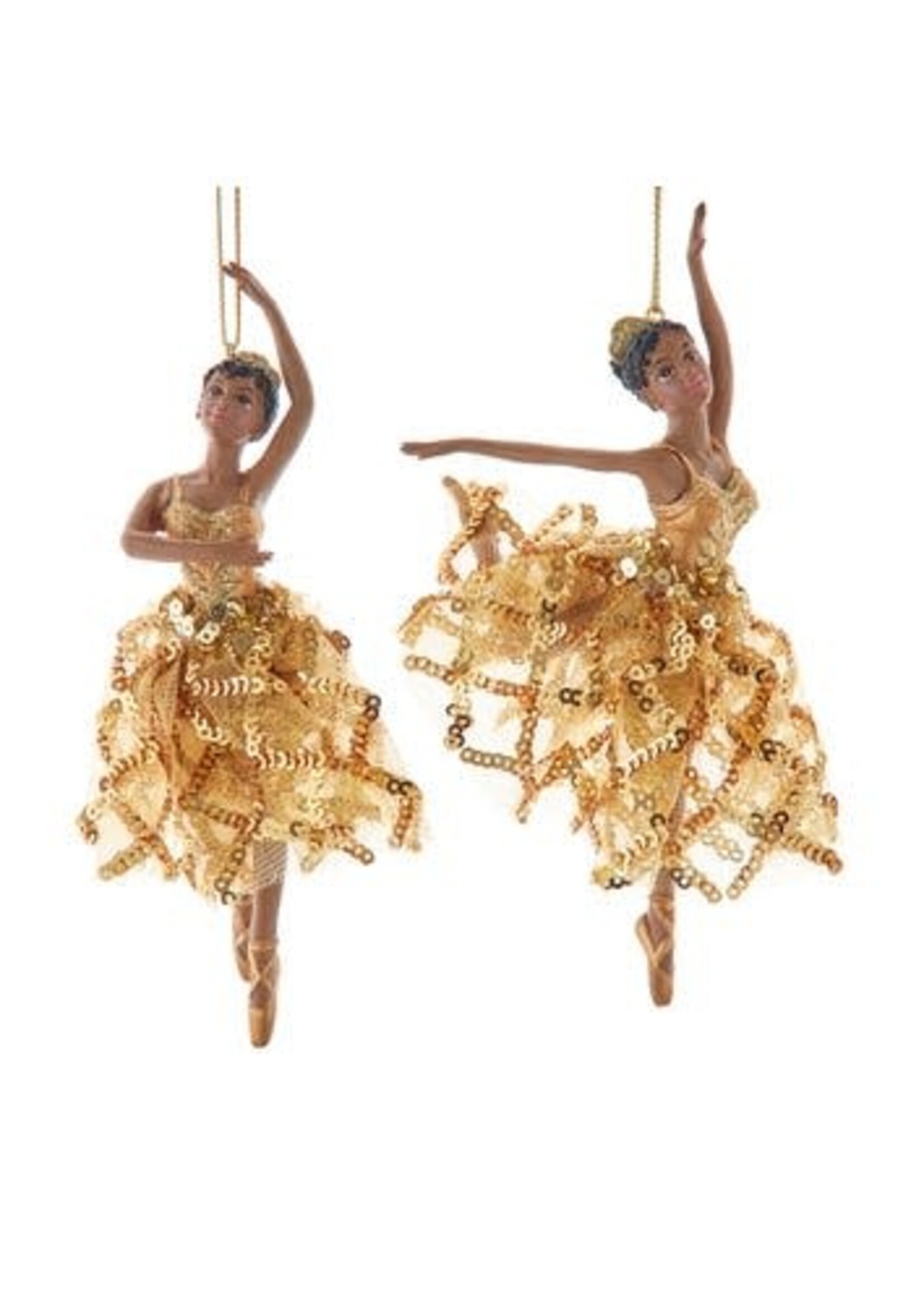 KURT S. ADLER T3873 GOLD ELEGANCE AFRICAN AMERICAN 6" BALLERINA ORNAMENT