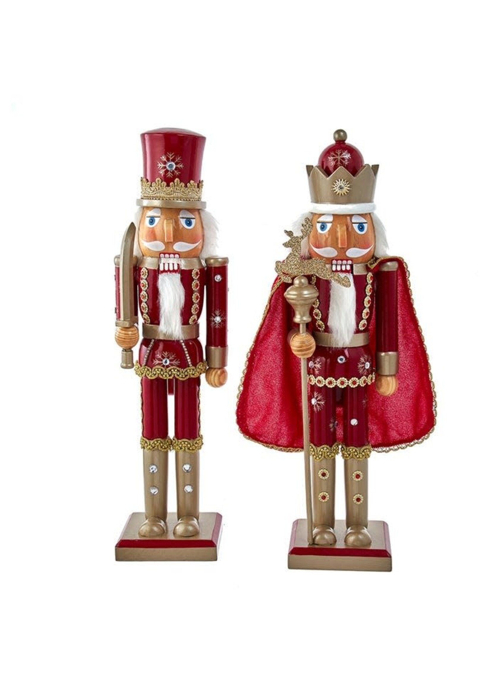 KURT S. ADLER F2157 REGAL RED PLATED SNOWFLAKE DIAMOND 15"  NUTCRACKER