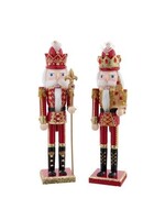 KURT S. ADLER F2438 REGAL RED GLITTERED STAFF & TREE 15" NUTCRACKER
