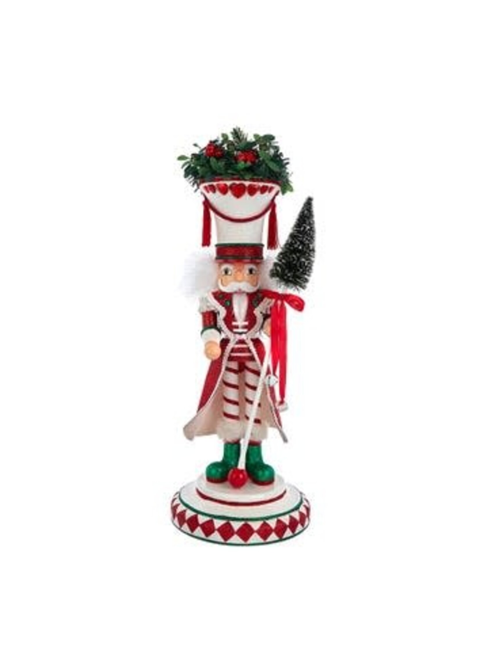 KURT S. ADLER HA0732 HOLLYWOOD KNOW ME BETTER MAN HOLLY WREATH 17" NUTCRACKER ON BASE