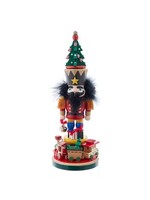 KURT S. ADLER HA0786 HOLLYWOOD TREE, TASSLES & TRAIN 18" STAR NUTCRACKER ON TOYLAND BASE