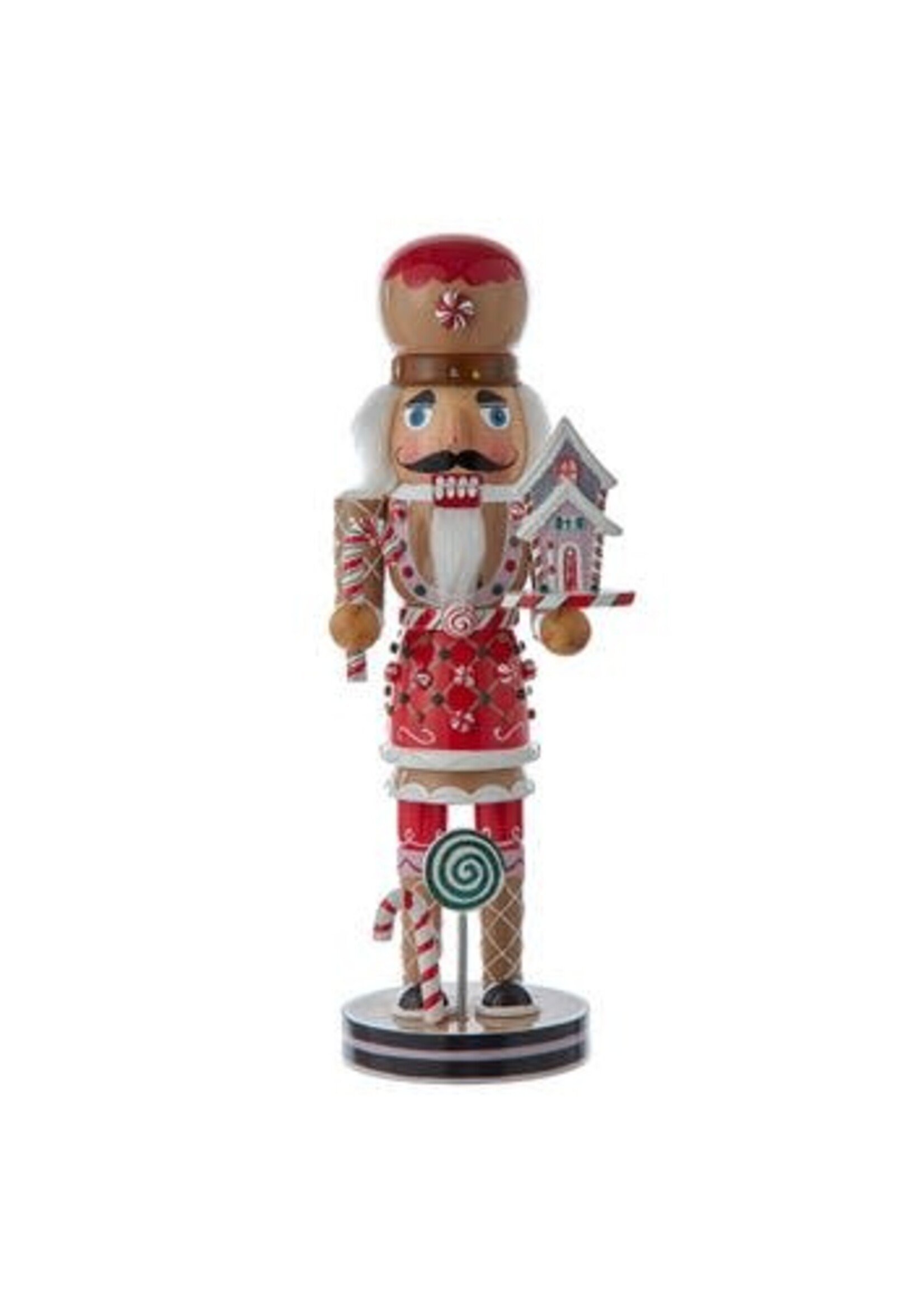 KURT S. ADLER C5979 WOODEN PEPPERMINT, LOLLIPOP, GINGERBREAD HOUSE 12" NUTCRACKER