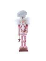 KURT S. ADLER HA0783 HOLLYWOOD GINGERBREAD BAKER SWAG 18" NUTCRACKER WITH PINK ARGYLE STAFF & STRIPED SOCKS