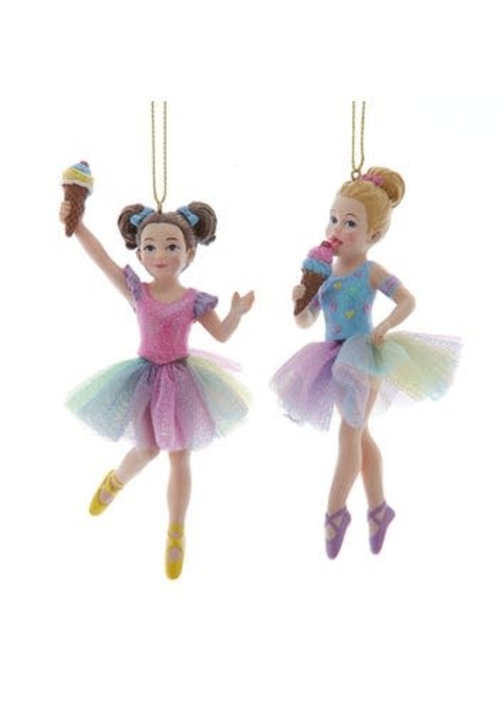 KURT S. ADLER E1042 RAINBOW ICE CREAM CONE BALLERINA 5.25" ORNAMENT