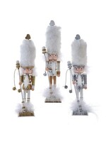 KURT S. ADLER HA0780 HOLLYWOOD SLIMCICLES SILVER, GOLD & WHITE 10" FURRY NUTCRACKERS