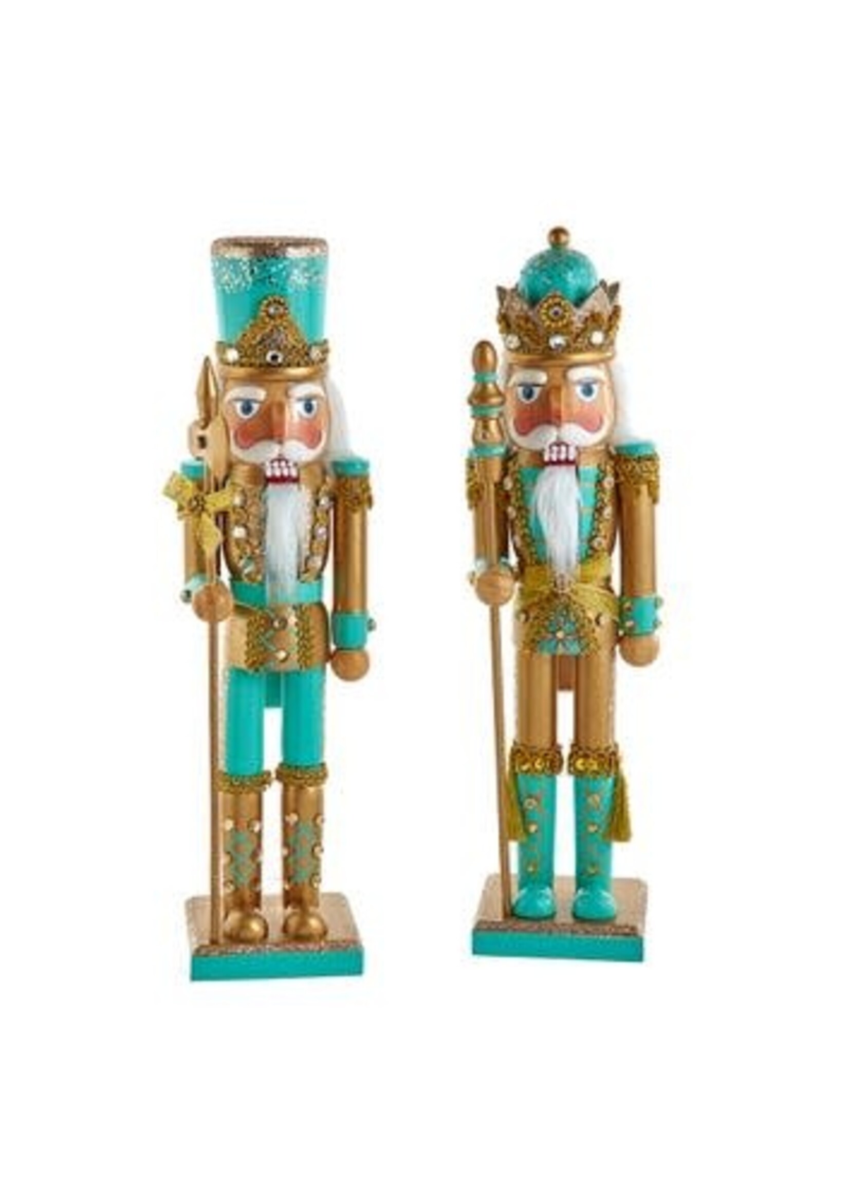 KURT S. ADLER F2370 VINTAGE ELEGANCE TURQUOISE & GOLD 11" NUTCRACKER