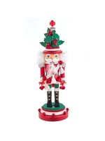 KURT S. ADLER HA0632 HOLLYWOOD HOLLY & IVY WIND UP MUSICAL JINGLE BELLS 18" NUTCRACKER WITH BELLS ON