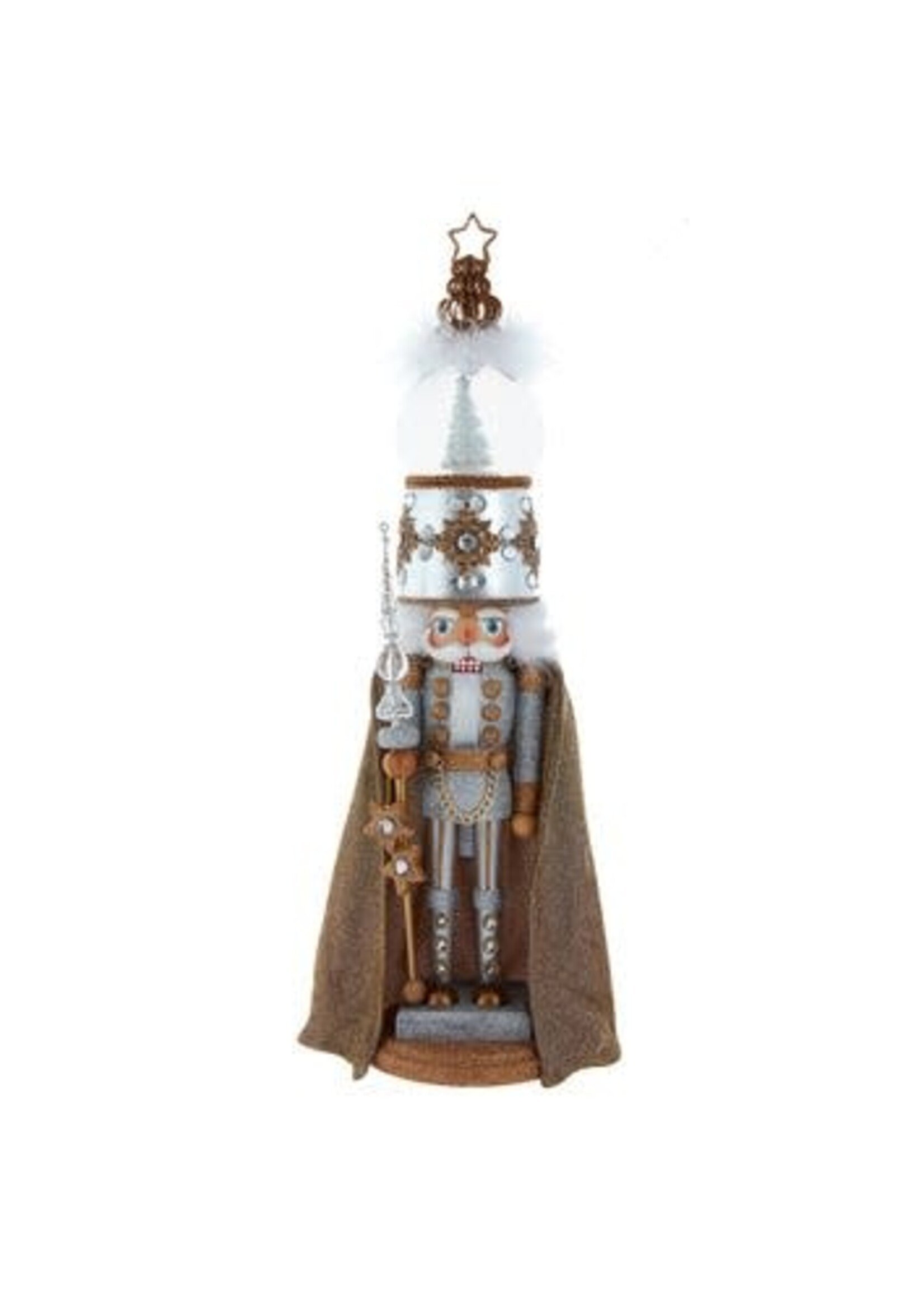 KURT S. ADLER HA0778 GODFATHER OF GOLD FINIAL GLITTER CAPE 22" MUSICAL WATERGLOBE 22" NUTCRACKER plays "Oh Christmas Tree"