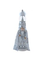 KURT S. ADLER HA0775 WINTER SNOW KING SEQUIN CAPE 22" MUSICAL WATERGLOBE 22" NUTCRACKER plays "White Christmas"