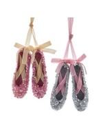 KURT S. ADLER TD1787 GLITTER & VELVET ACRYLIC POINTE SHOE PAIR 4.7" ORNAMENT
