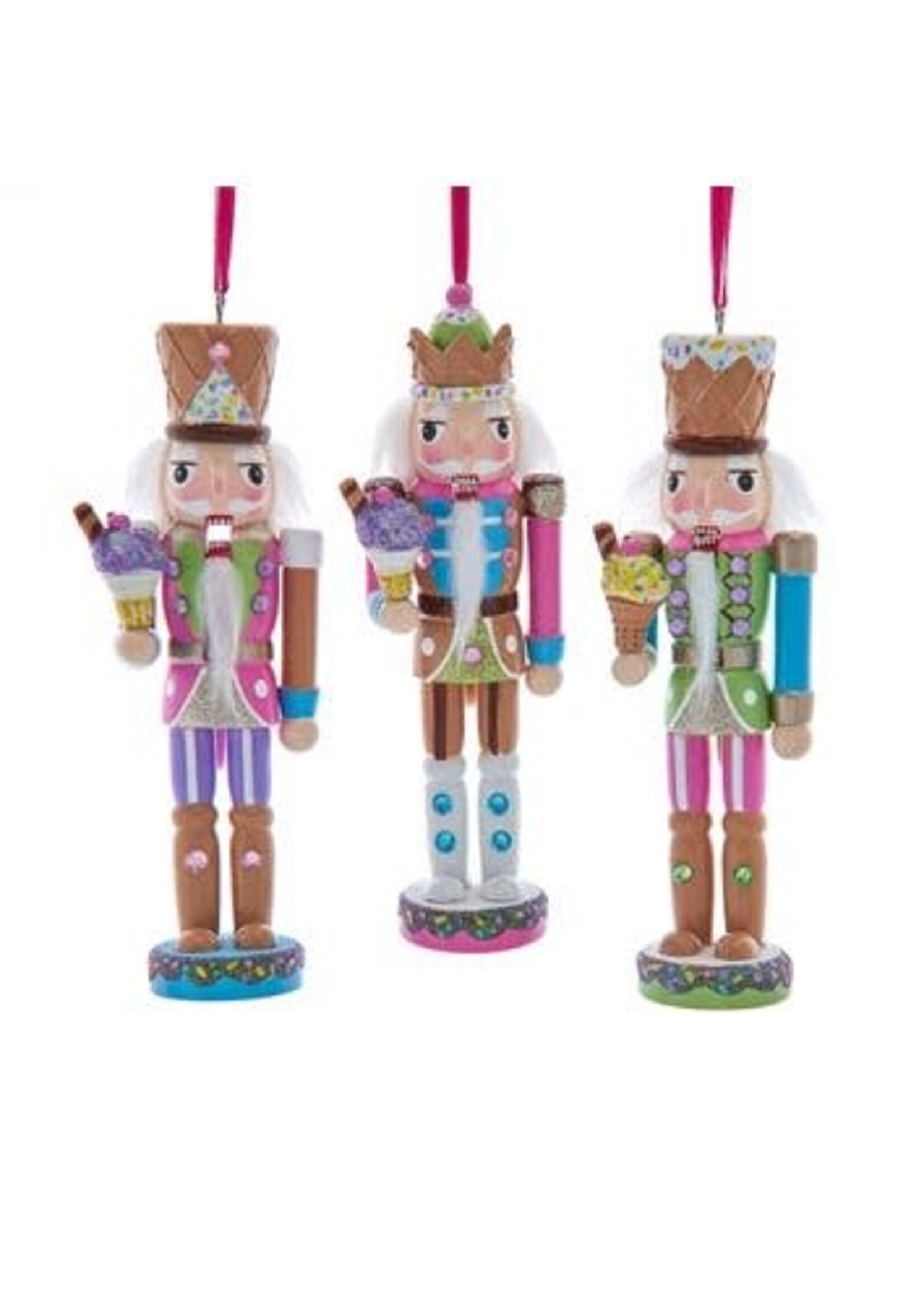 KURT S. ADLER F2362 SODA SHOPPE ICE CREAM CONE PASTEL 6" NUTCRACKER ORNAMENT