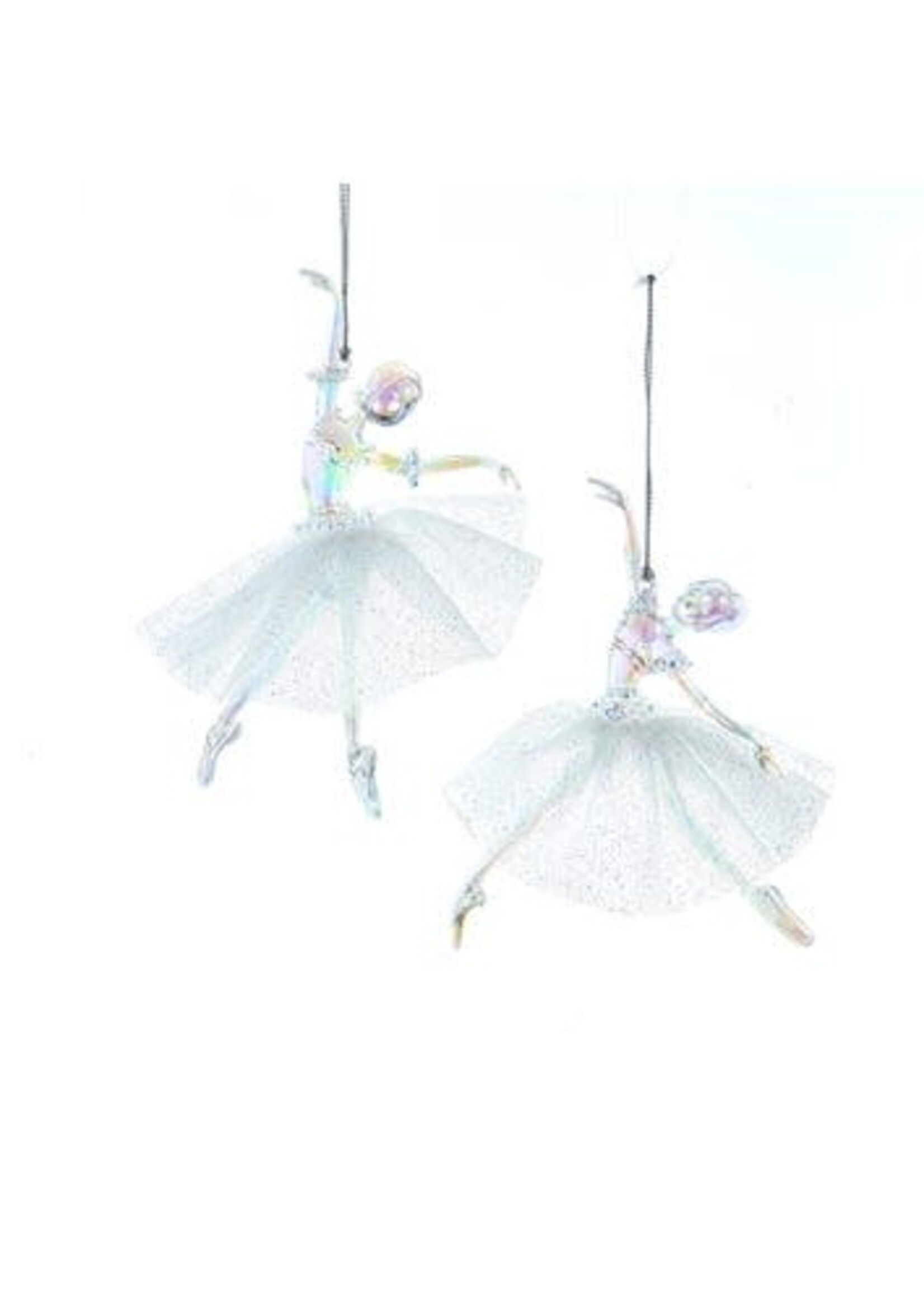 KURT S. ADLER T3751 HOLOGRAPHIC ACRYLIC BALLERINA 5.9" ORNAMENT WITH FABRIC SKIRT