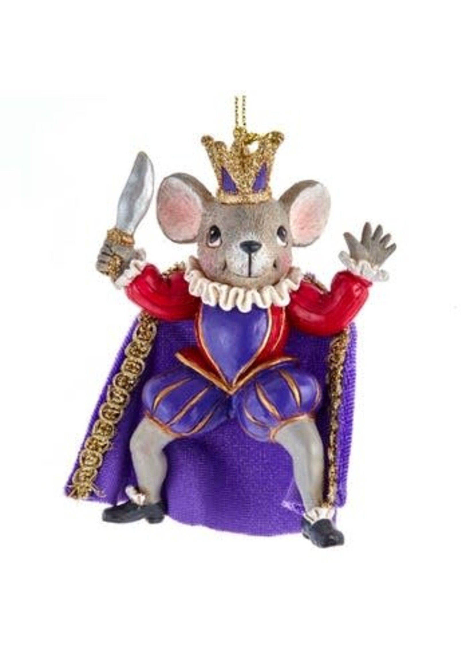 KURT S. ADLER E0422M NEW JAZZY RAT RESIN MOUSE KING 3.75" ORNAMENT