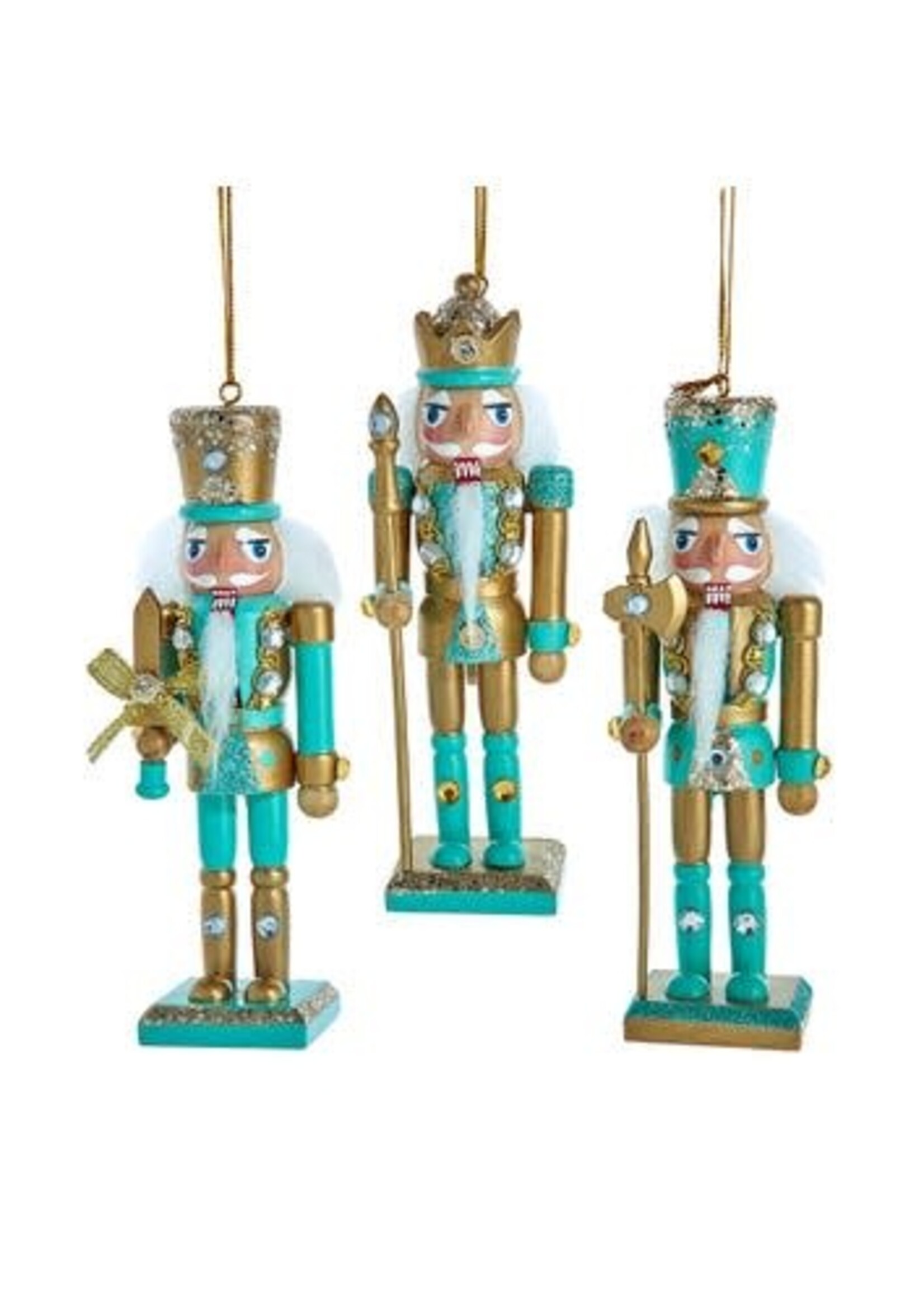 KURT S. ADLER F2369 VINTAGE ELEGANCE TURQUOISE & GOLD 6" NUTCRACKER ORNAMENT