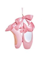 KURT S. ADLER W1178 PRETTY PINK PAIR OF POINTE SHOES WITH BOW 3.5" RESIN ORNAMENT