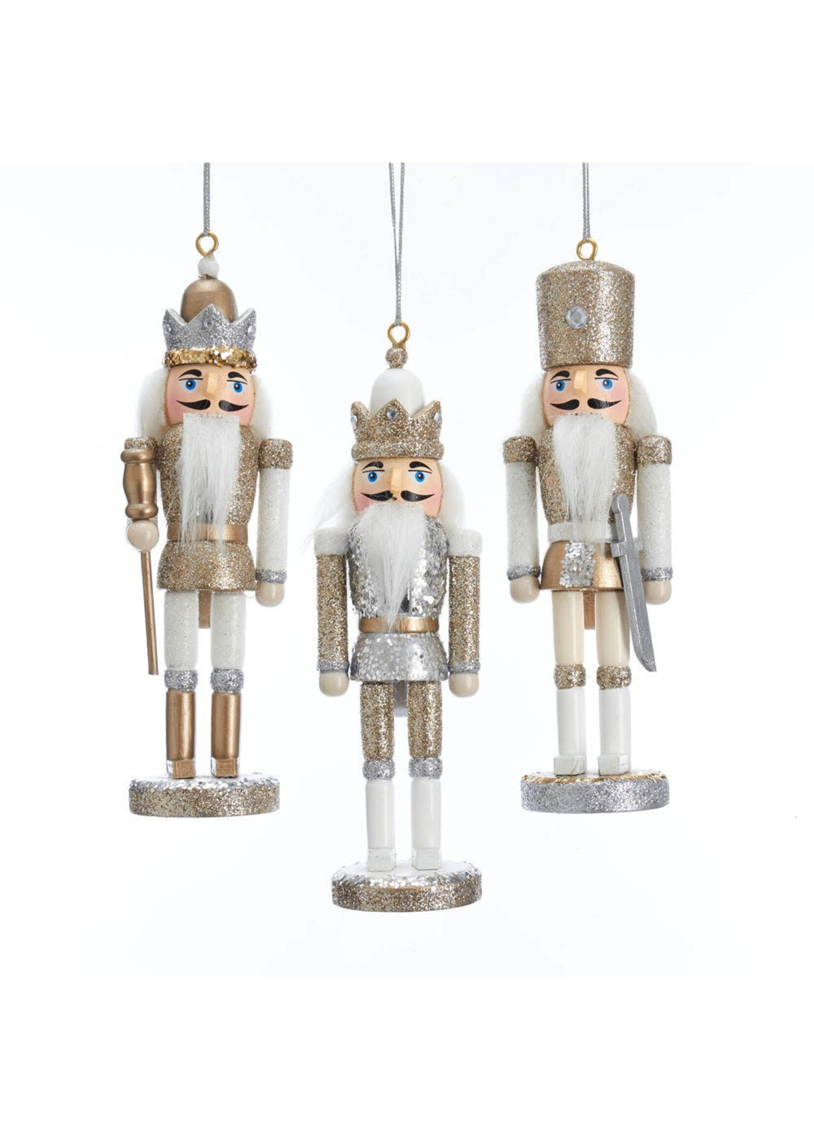 KURT S. ADLER C4873 CHAMPAGNE SPARKLE KING 6" NUTCRACKER ORNAMENT