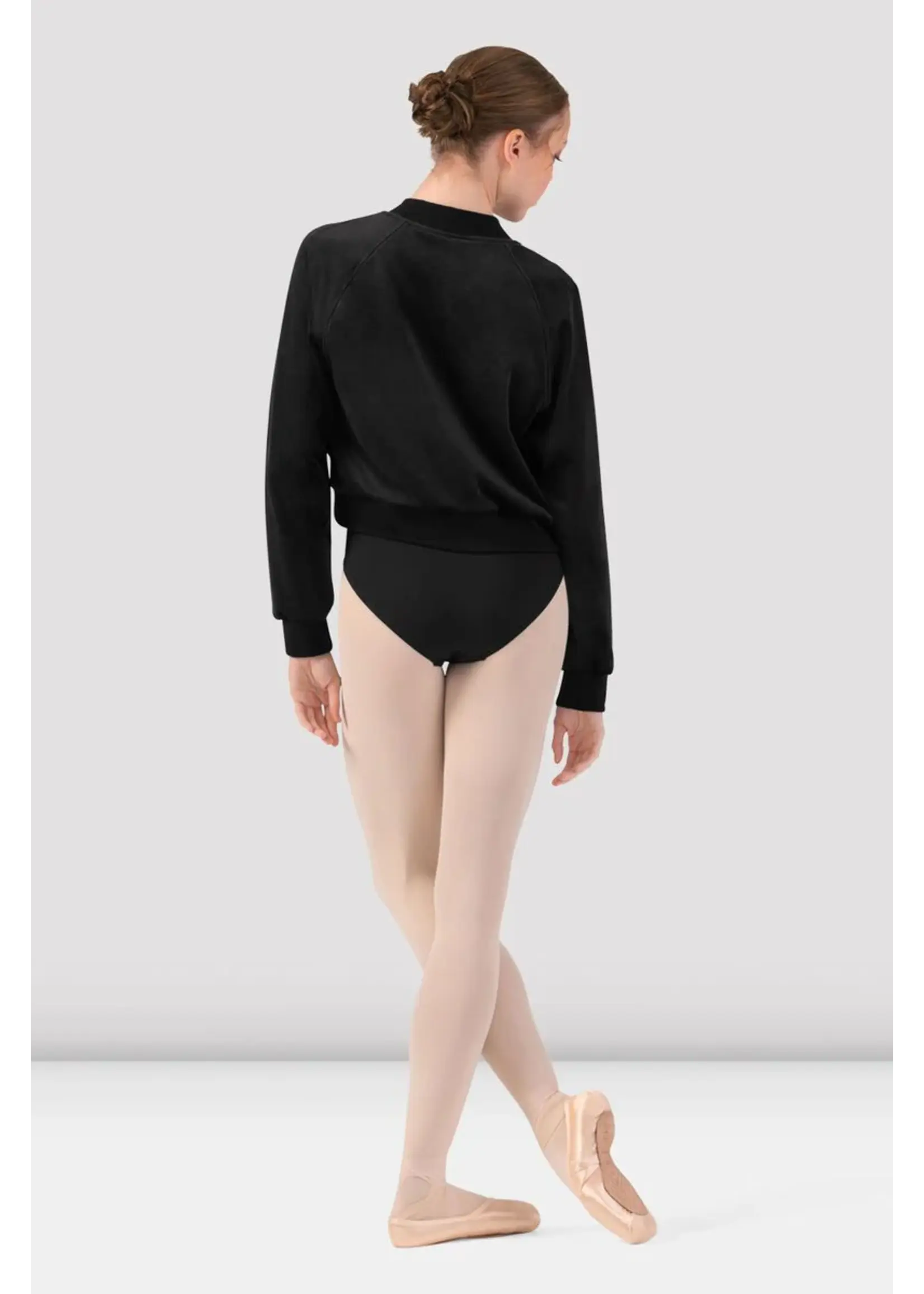 BLOCH & MIRELLA J13001 VELVET LUX CROPPED ZIP RAGLAN BOMBER JACKET