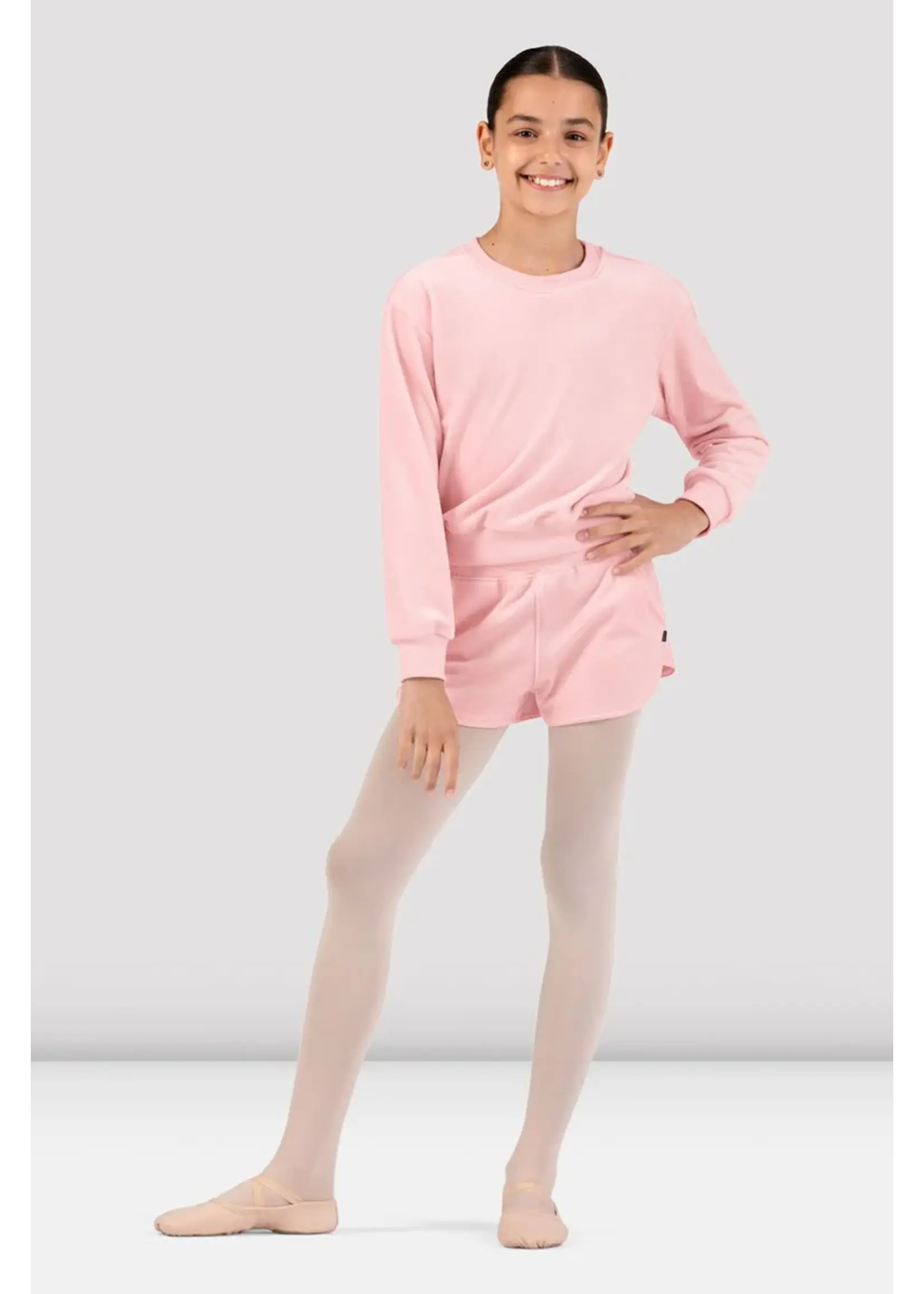 BLOCH & MIRELLA CZ30016 VELVET LUX CROPPED RAGLAN CREW NECK PULL OVER SWEATSHIRT