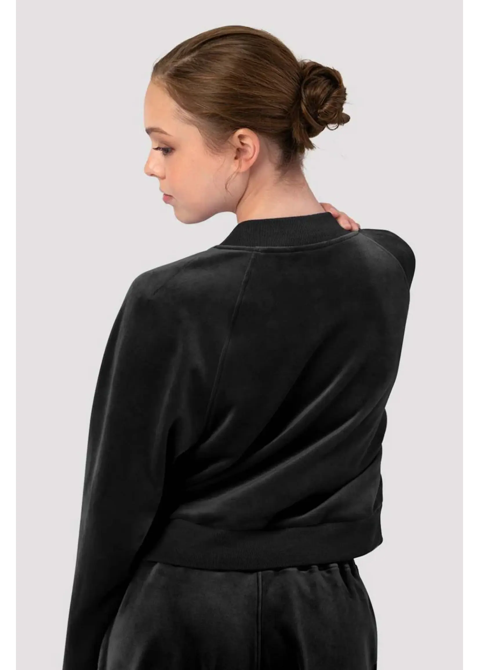 BLOCH & MIRELLA CZ30016 VELVET LUX CROPPED RAGLAN CREW NECK PULL OVER SWEATSHIRT