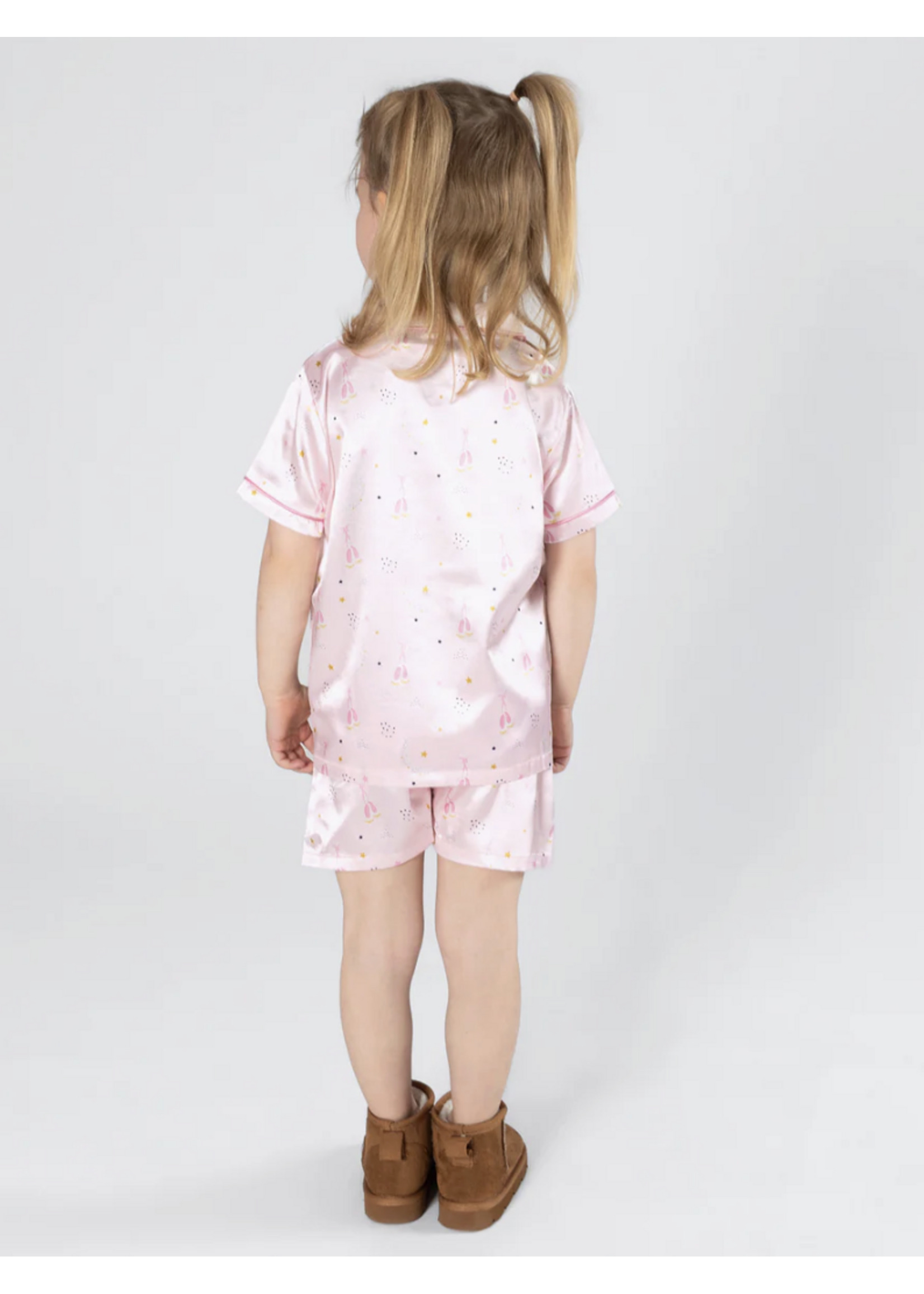 ENERGETIKS SATIN PAJAMA SET WITH BUTTON DOWN TOP & SHORTS