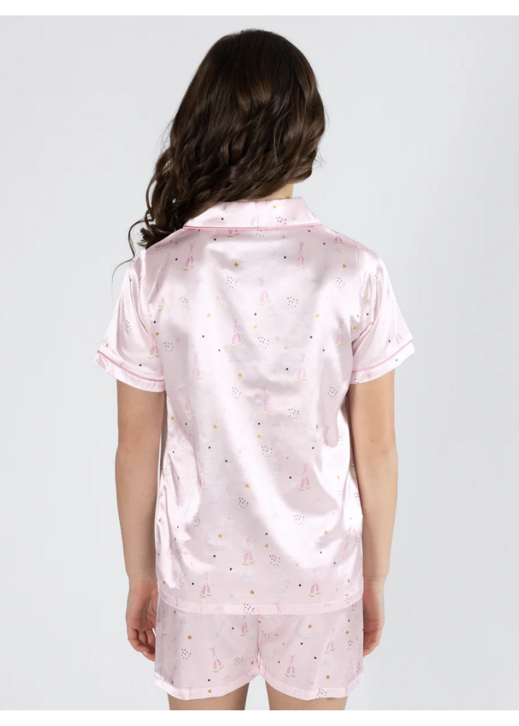 ENERGETIKS SATIN PAJAMA SET WITH BUTTON DOWN TOP & SHORTS