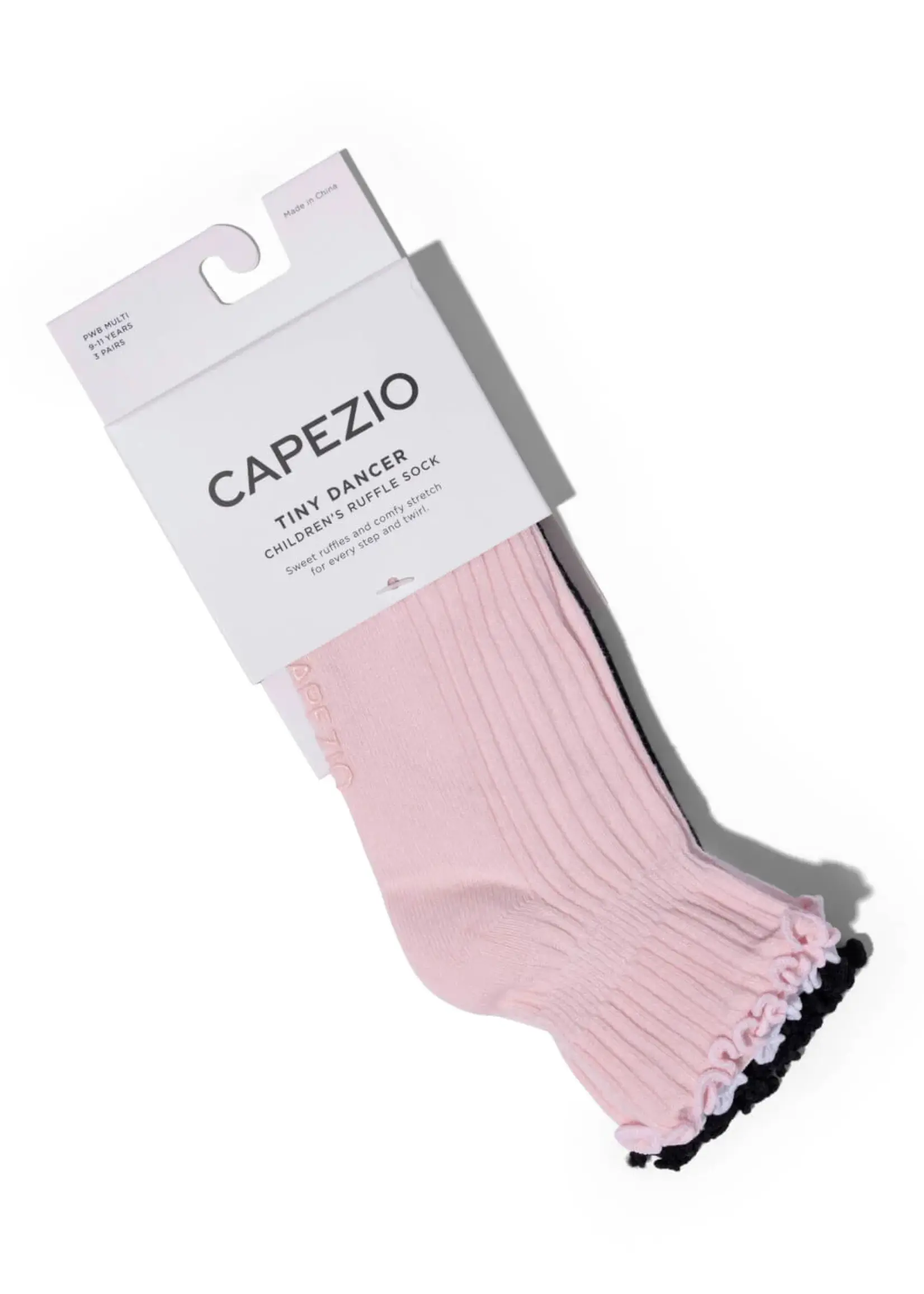 CAPEZIO & BUNHEADS ABG107C SCALLOPED EDGE SOCK - SET OF 3 (PINK, WHITE, BLACK)